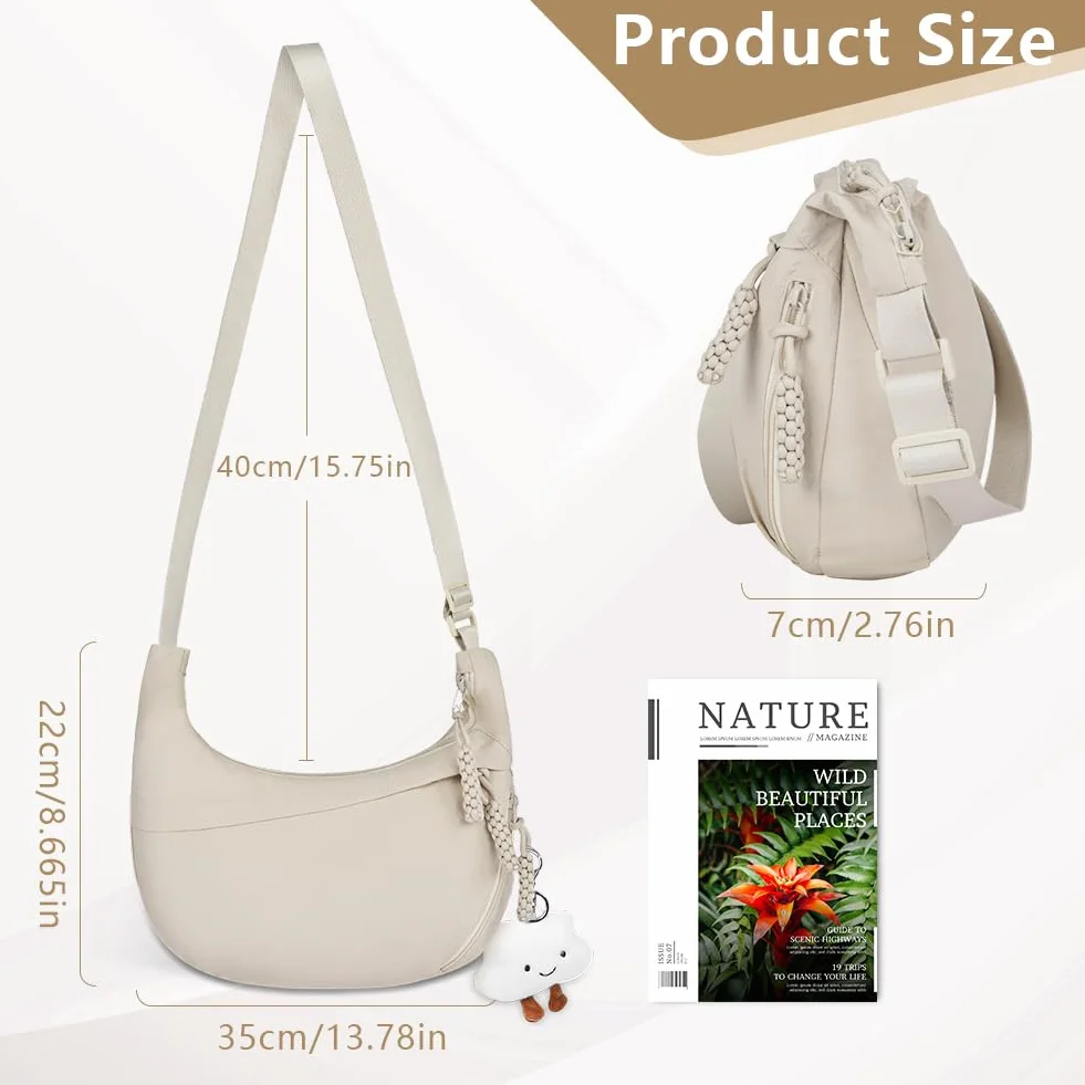 Aucuu Crossbody Bag damska torba na ramię, półksiężyc, torba na ramię, sztruksowa, na co dzień, z regulowanym paskiem na ramię, do pracy, na podróż, na co dzień