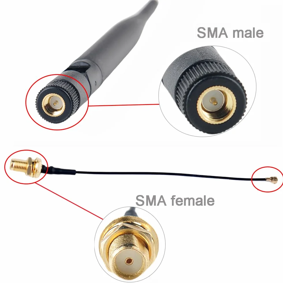 DIYmalls 868 MHz LoRa Antena 5dBi SMA męska 195mm + kabel żeński SMA do Meshtastic LoRa 32 V3 HTCC-AB02S Heltec T114 Mesh Node LoRa32u4II (2 sztuki)