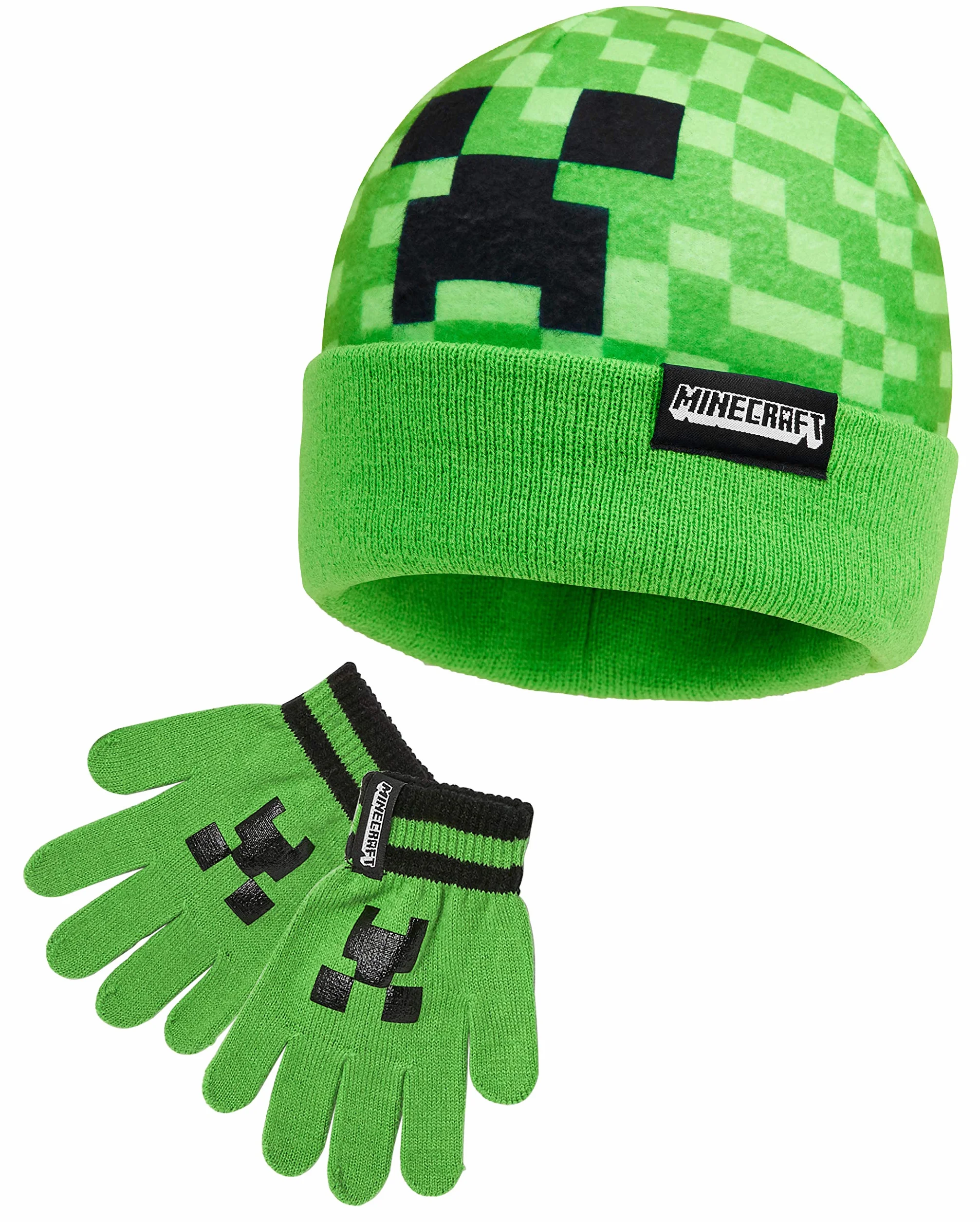 Minecraft Chłopcy Czapka czapki i rękawiczki ustawione dla chłopców i dziewcząt, Jeden Rozmiar 2 -częściowy zestaw
