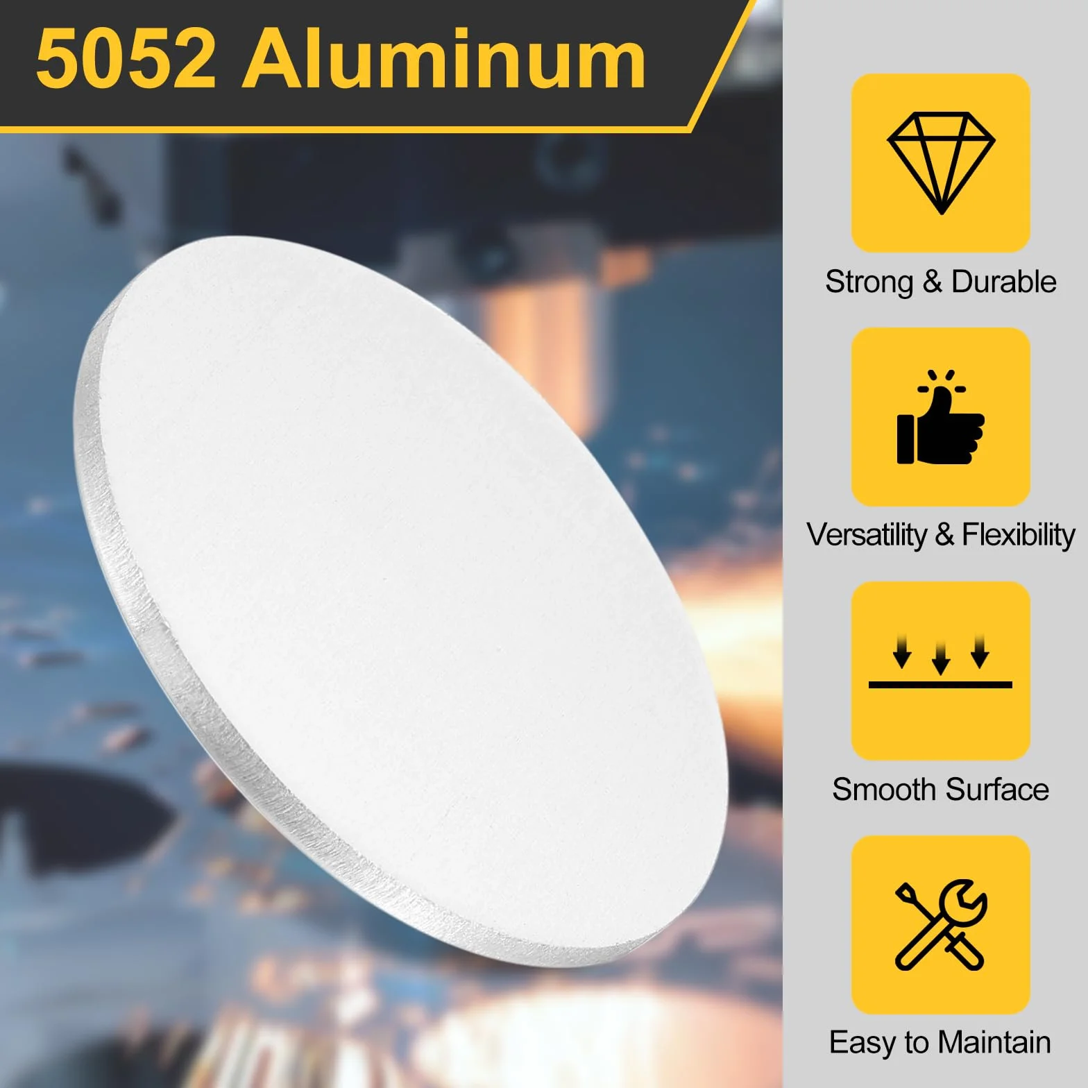 QUARKZMAN 4 sztuki płyt aluminiowych, 50 mm x 1,5 mm, okrągłe blachy aluminiowe, 5052, krążki aluminiowe, wisiorki, okrągłe półfabrykaty do cięcia laserowego, wykrawania metalu, produkcji biżuterii