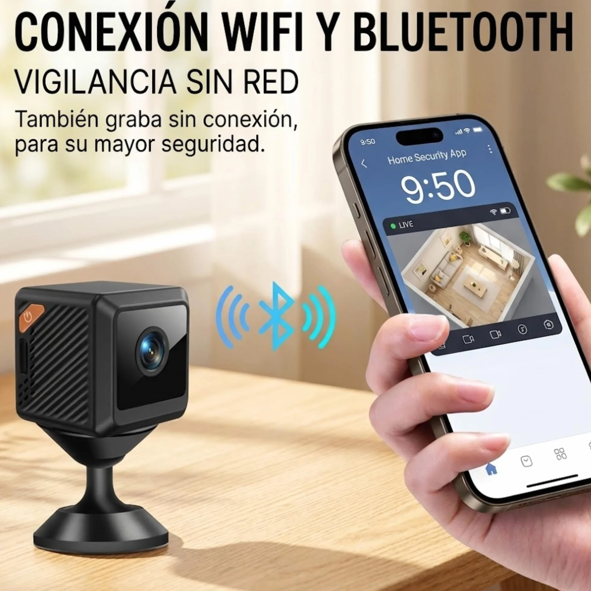 ONESENSE Mini Bezprzewodowa kamera bezpieczeństwa z wbudowanym mikrofonem, 4K HD Night Vision, Wykrywanie ruchu i redukcja szumów 2D - Kamery bezpieczeństwa wewnętrznego -