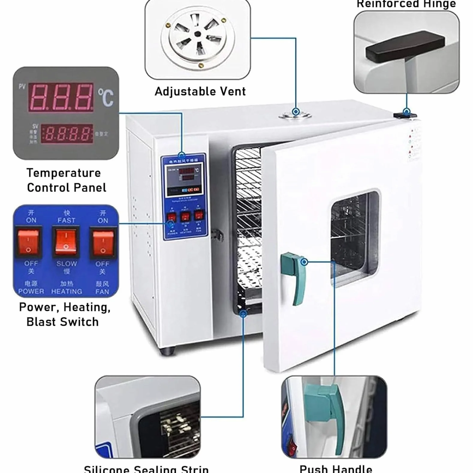 Suszarka pneumatyczna o stałej temperaturze do laboratorium przemysłowego, 800 W/1000 W Suszarka laboratoryjna Suszarka laboratoryjna Suszarka laboratoryjna Konwekcja powietrza wymuszonego 0S