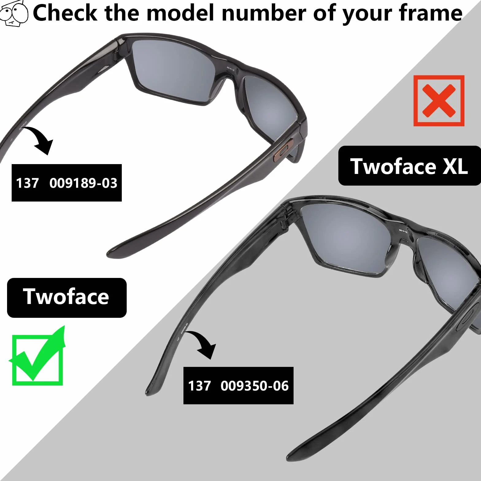 EZReplace Zamiennik soczewek do okularów przeciwsłonecznych Oakley TwoFace OO9189 (soczewki polaryzacyjne)