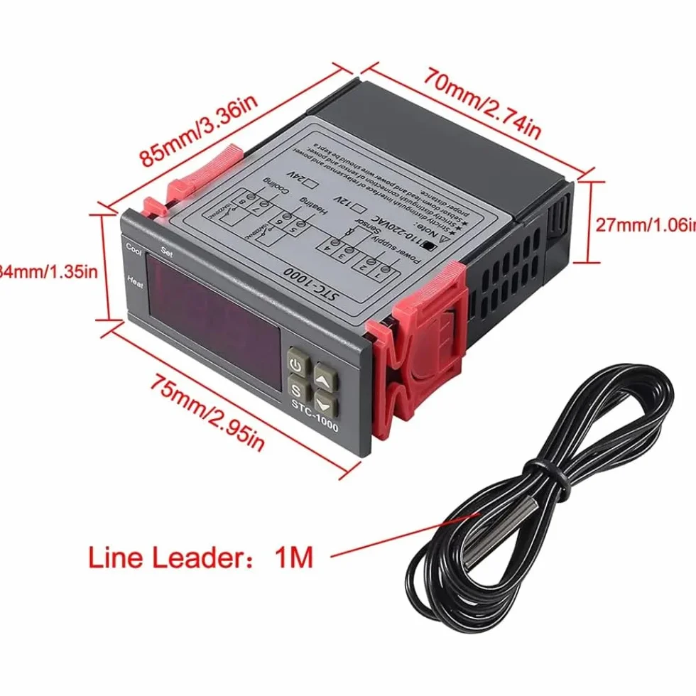 DollaTek Digital STC-1000 220V Termostat regulatora temperatury uniwersalny z czujnikiem
