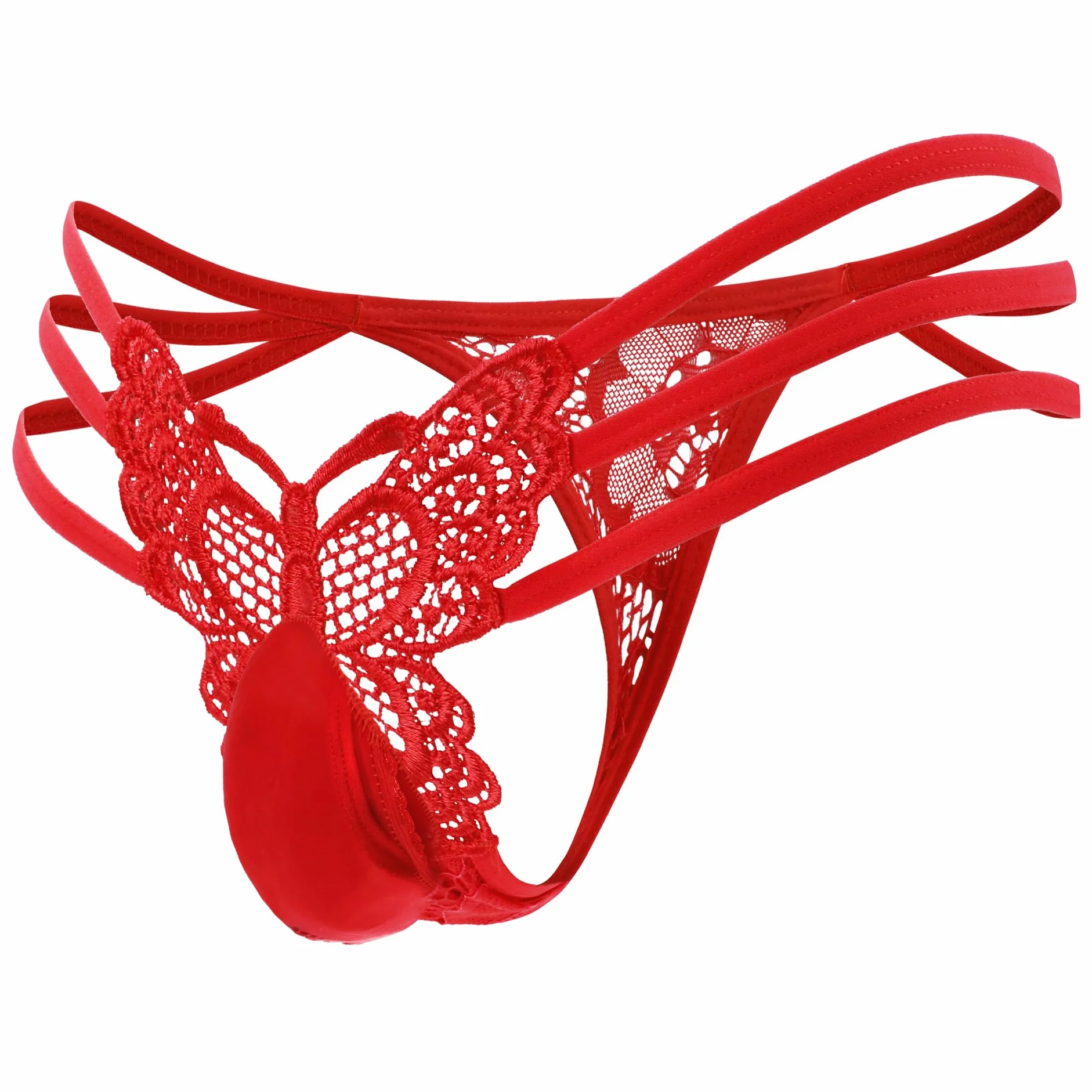 Bommi Fairy Męskie majtki z koronką motyl niski stan seksowne z kieszeniami prezent