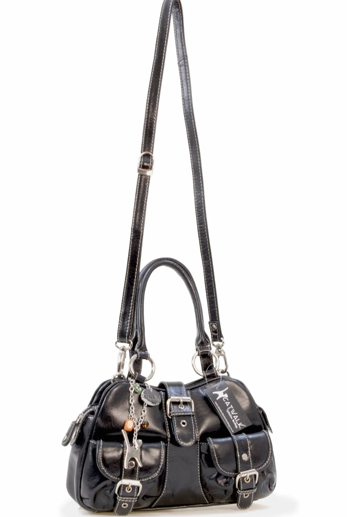 Catwalk Collection Handbags - Skórzana Torebka Crossbody z Rączką dla Kobiet - Średnia Torba na Ramię - Odpinany Regulowany Pasek - Faith