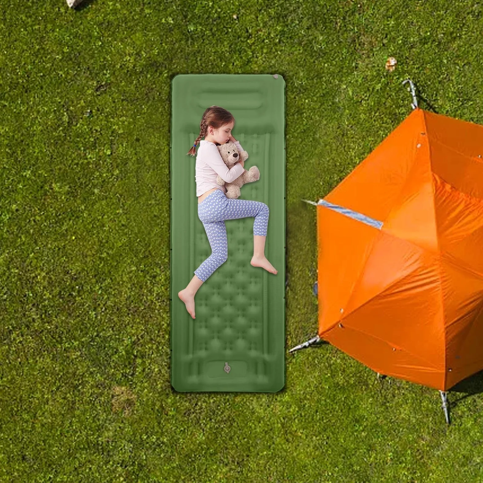 Materac Turystyczny Do Spania Na Camping Przenośny Materac O Grubości 11 | Podkład Do Spania Z Wbudowaną Pompą Nożną dla Dorosłych na Wędrówki Podróże Outdoor do Namiotu i Samochodu