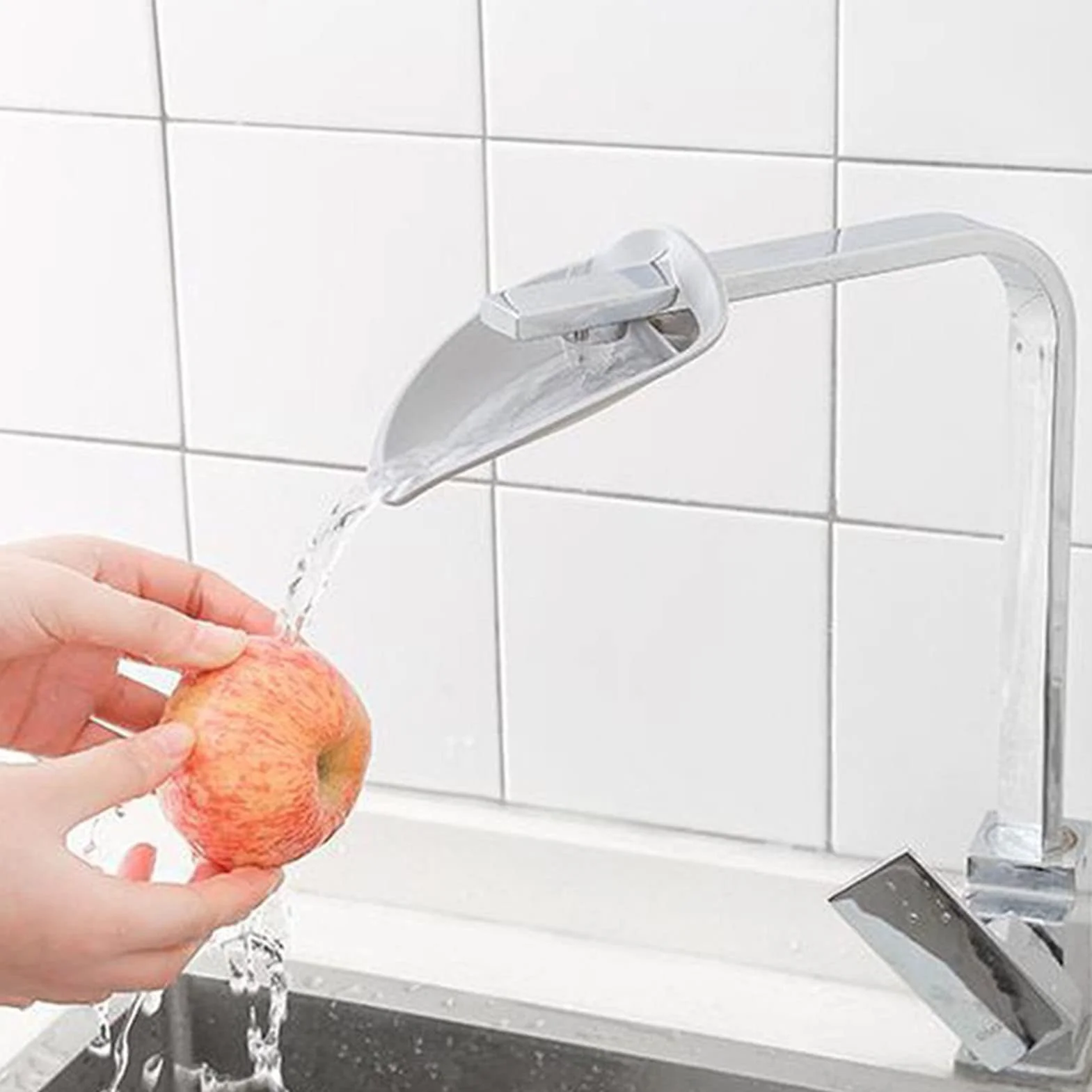 Przedłużacz do Kranu Przedłużacz do Przenośnego Zlewu Silikonowy Przedłużacz do Kranu do Mycia Rąk Przedłużacz do Kranu Zlewozmywakowego Pomocnik do Mycia Zmniejsz Rozpryskiwanie (Szary)