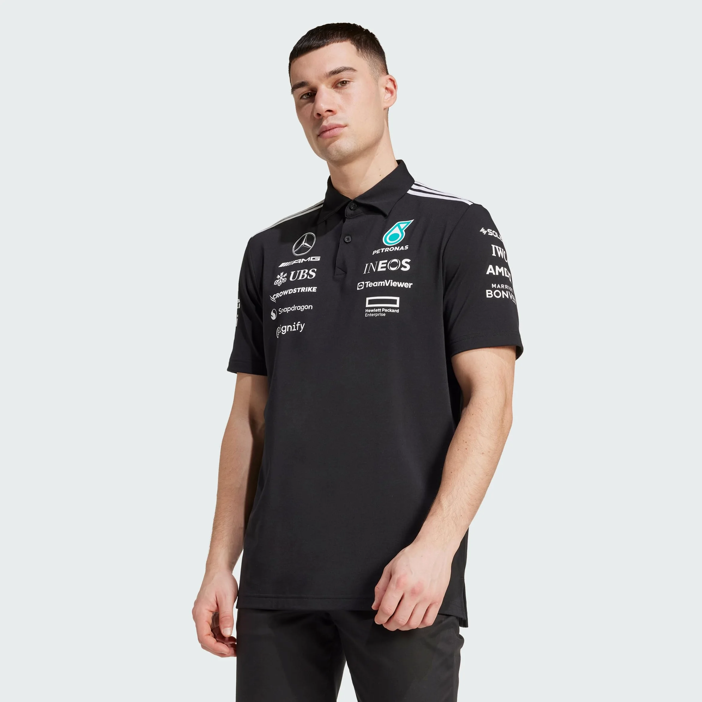 adidas Mężczyźni MERCEDES - AMG PETRONAS FORMULA ONE TEAM TEAM POLO BLACK MEN, black/white, L