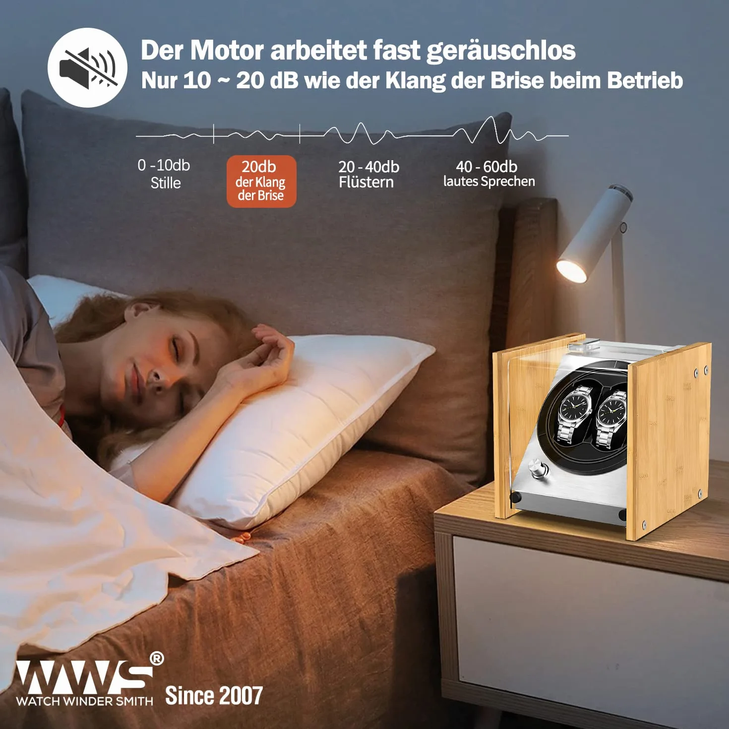 Smith WWS-B1BAM Watch Winder rotomat z drewna bambusowego na 2 zegarki