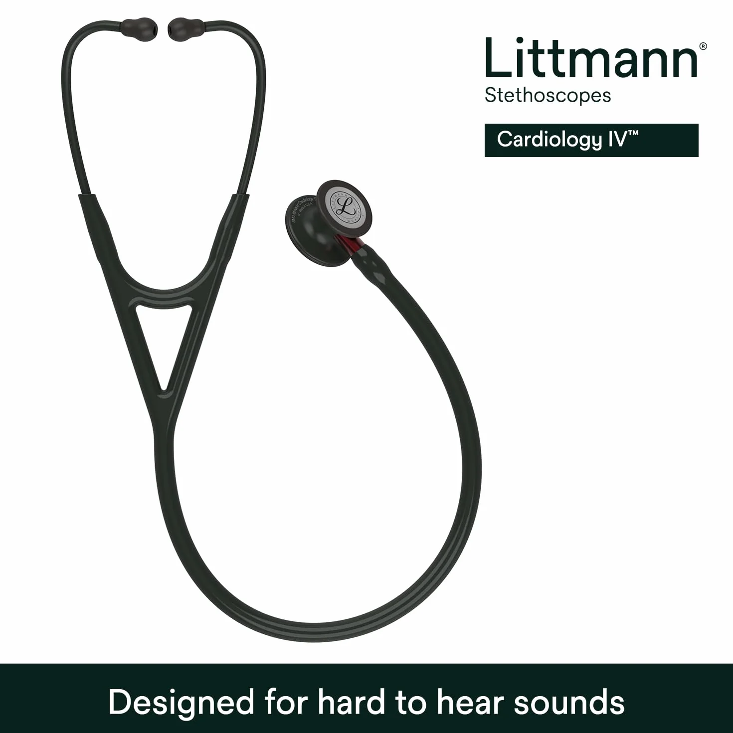 3M Littmann Cardiology IV Stetoskop diagnostyczny, Stetoskop diagnostyczny, BLACK FINISH, 6200, czarny przewód i lira, trzonek czerwony