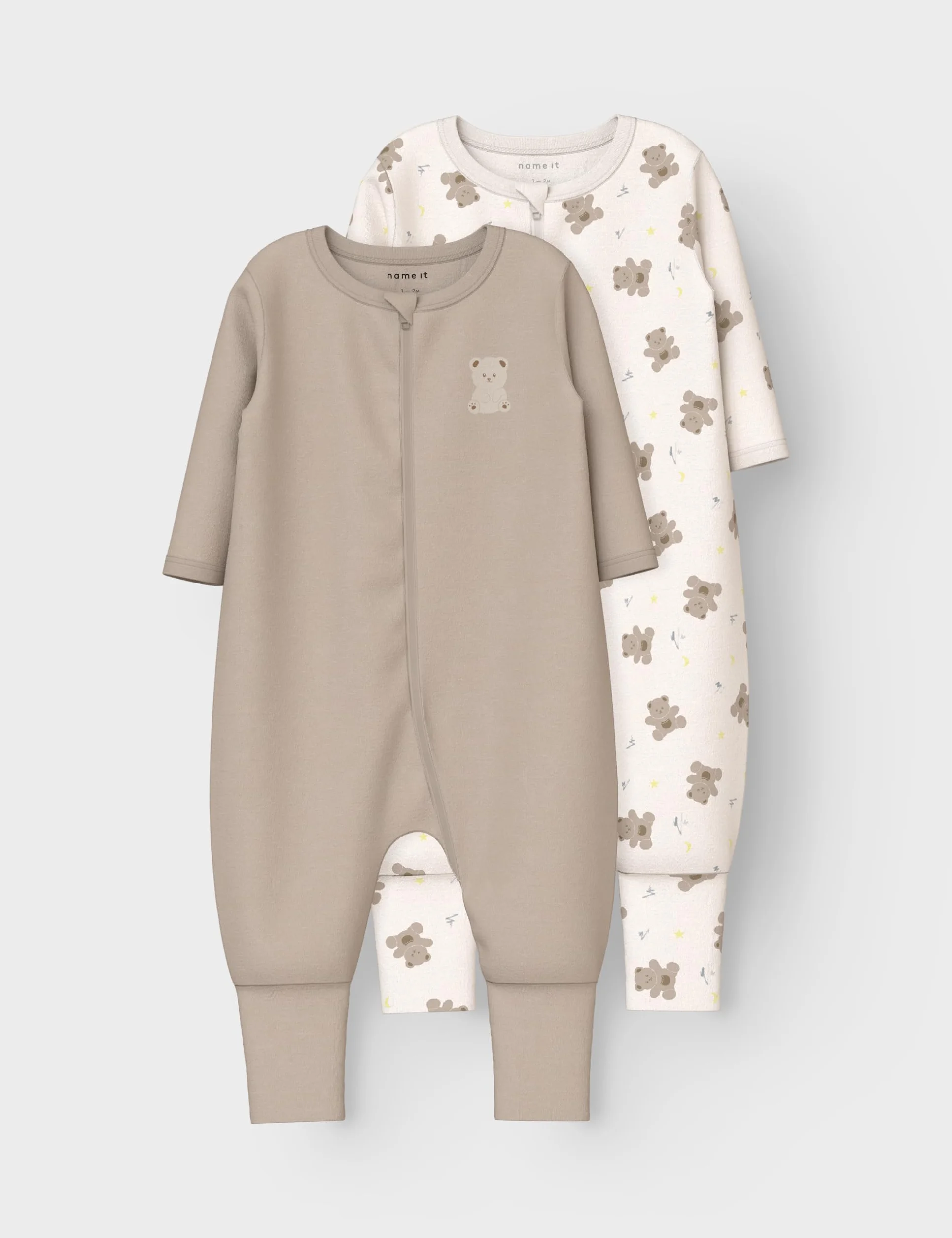 Name it baby Unisex Nbnnightsuit 2P Zip Ff Jet Bear Noos (2 sztuki), Jet Stream, 68