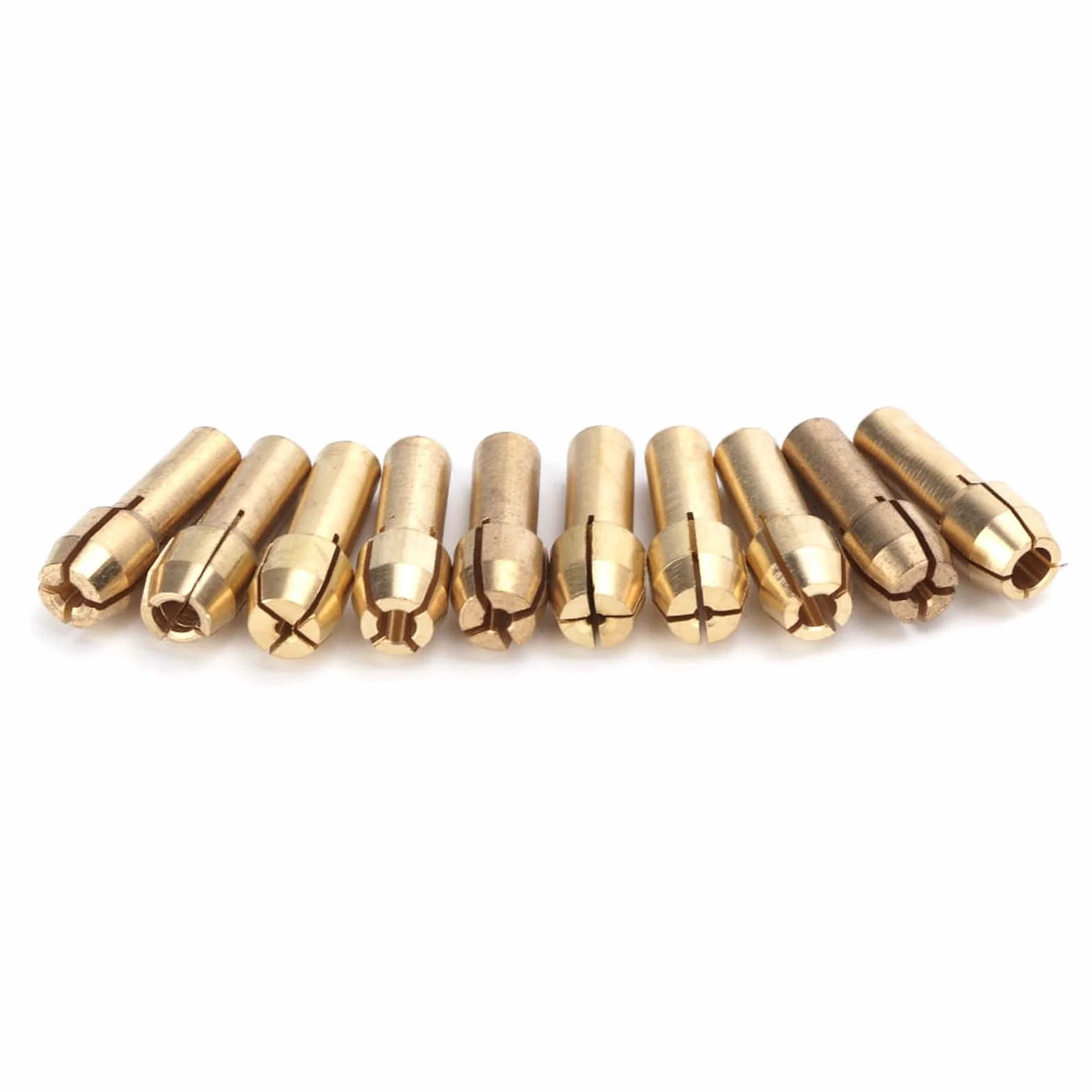 Generic Wysokiej Jakości Zestaw Tulei Zaciskowych wierteł z Mosiądzu Precyzyjny Zacisk do Narzędzia Obrotowego 10 szt. 0,5-3,2 Mm dla Rzemieślników (Średnica ogona 4,3 mm)