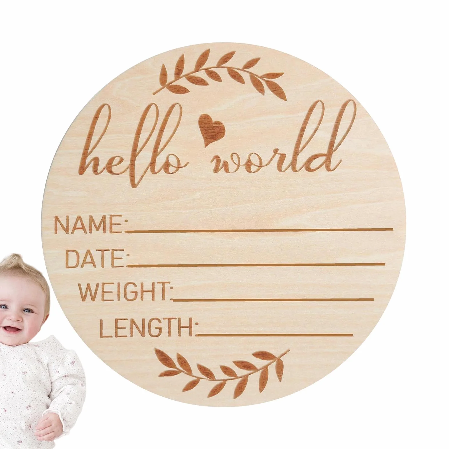 Znak og?oszenia szpitala dzieci?cego - okr?g?y drewniany znak urodzenia dziecka | unikalny znak urodzenia, cenione pami?tki na baby shower