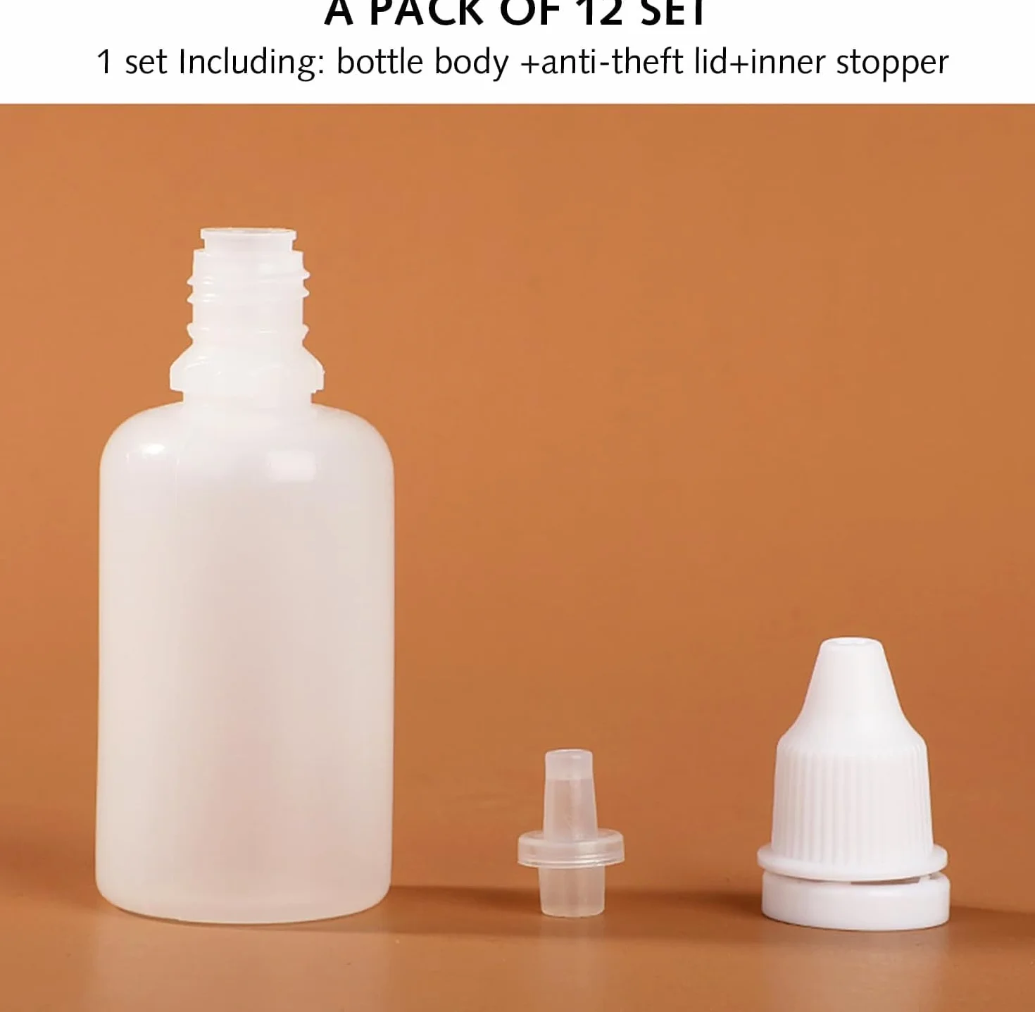 Luxiremi 12 sztuk butelek z tworzywa sztucznego 5 ml, pusta butelka na krople do oczu z nakrętką i lejkiem, biała, wyciskana butelka na krople do oczu