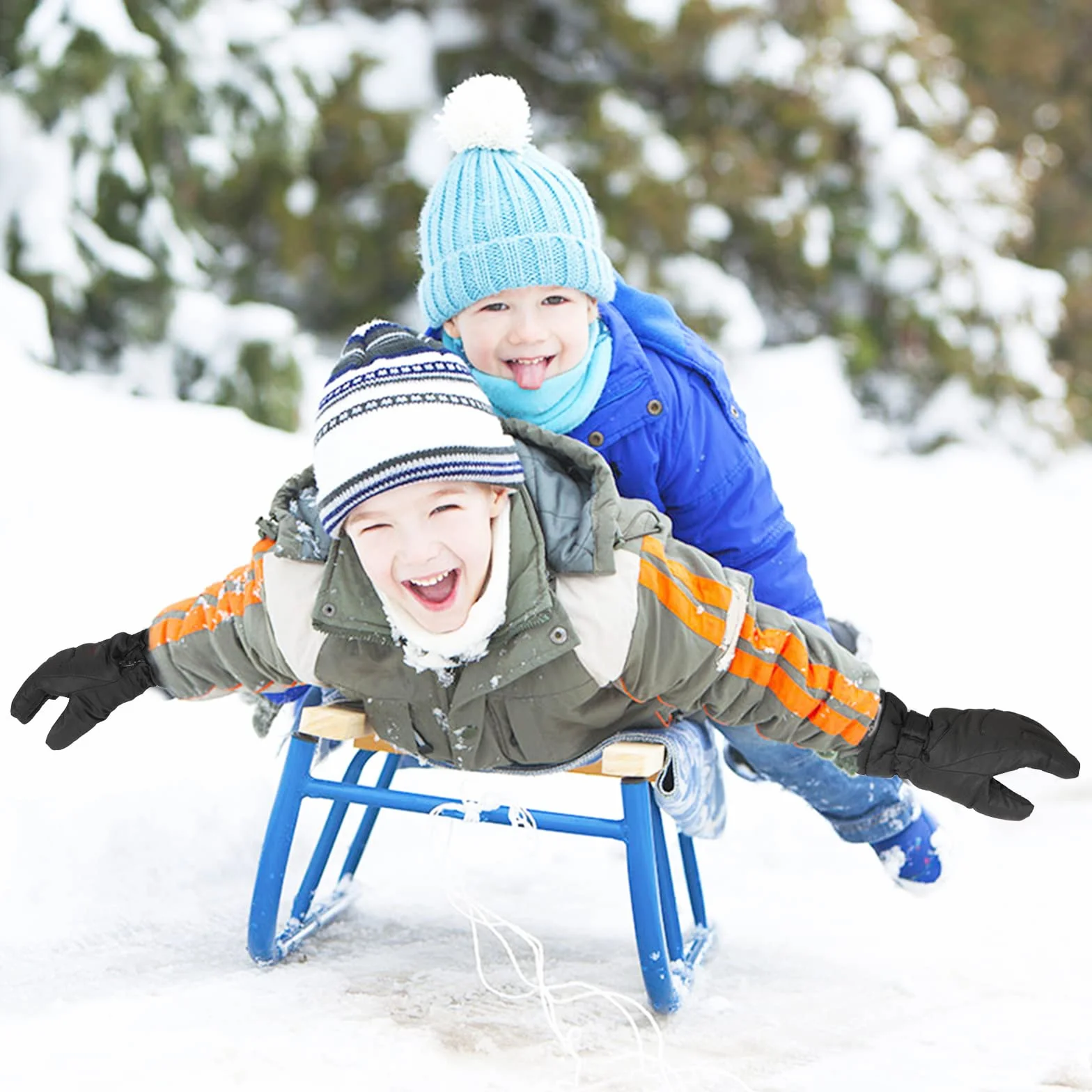 QKURT Rękawiczki narciarskie dla dzieci chłopców, zimowe wodoodporne rękawice polarowe ciepłe rękawiczki śniegowe rękawice snowboardowe izolowane termiczne rękawiczki na zimną pogodę