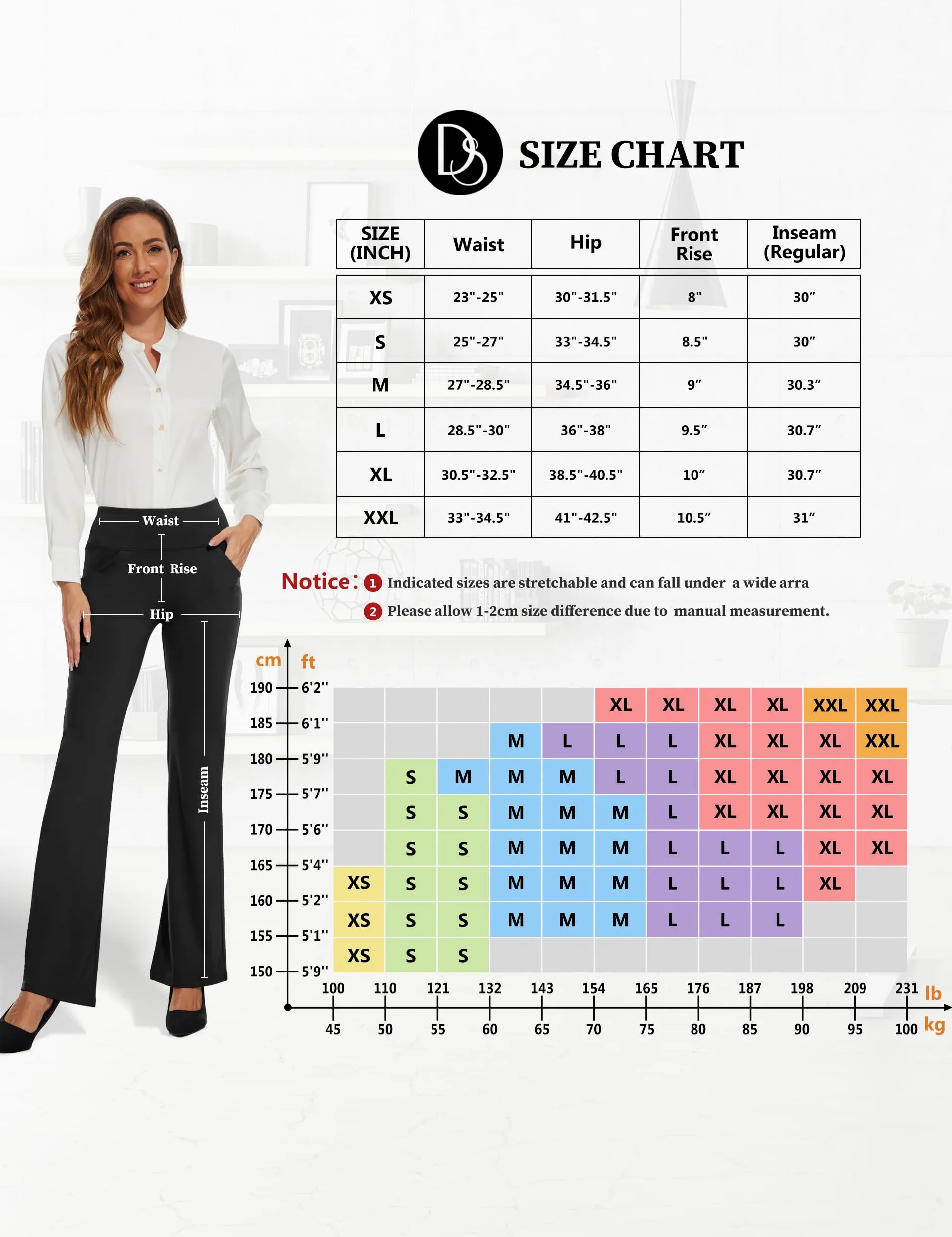 Desol Damskie spodnie Bootcut Flare do jogi, długie spodnie z 4 kieszeniami, spodnie sportowe, wysoka talia, rozciągliwe spodnie do biegania, spodnie robocze, rozkloszowane