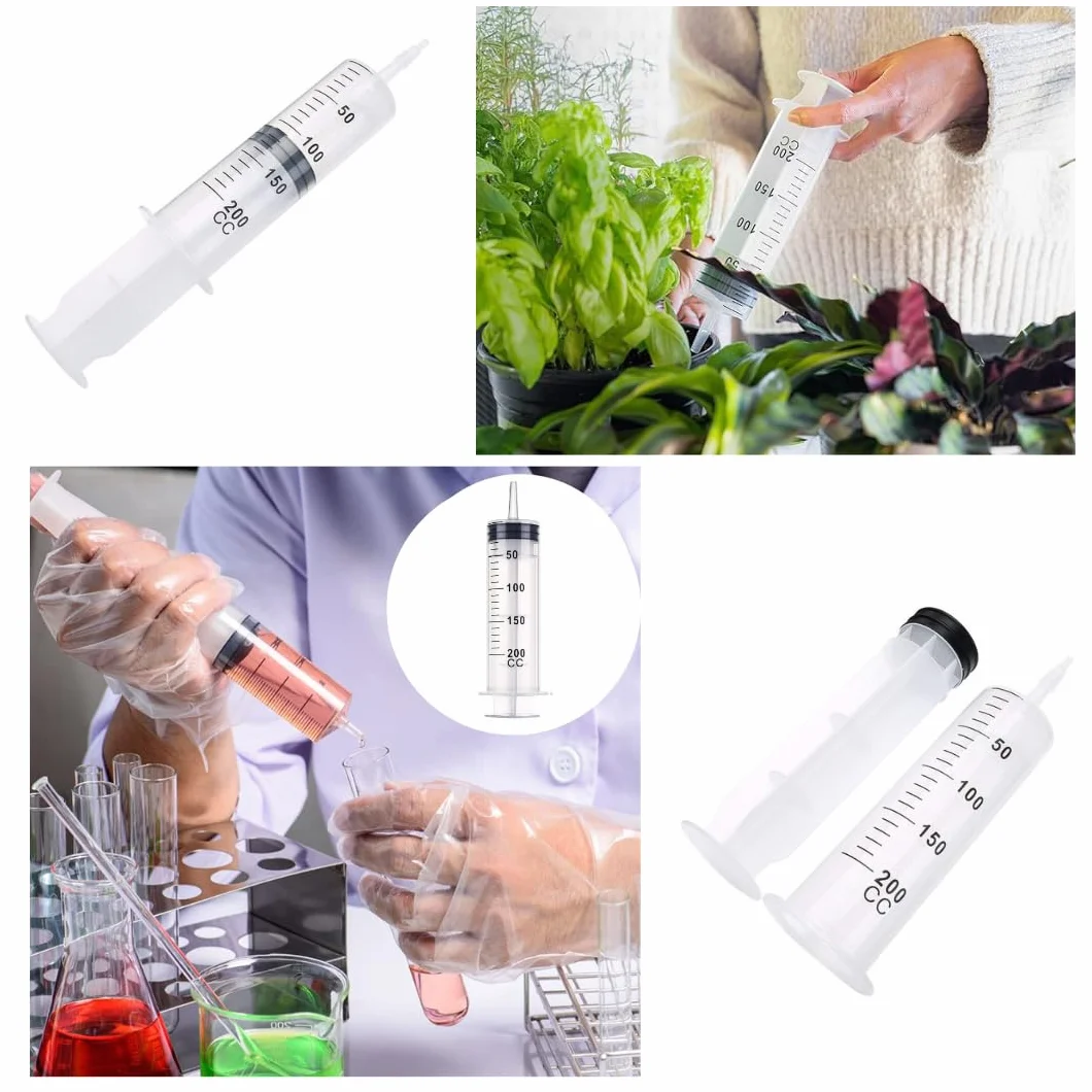 1 strzykawka 200 ml/cc z wężem, wielokrotnego użytku, pojedyncze opakowanie, sterylne płyny pomiarowe, nawadnianie roślin, żywność dla zwierząt, laboratoria naukowe, przemysł