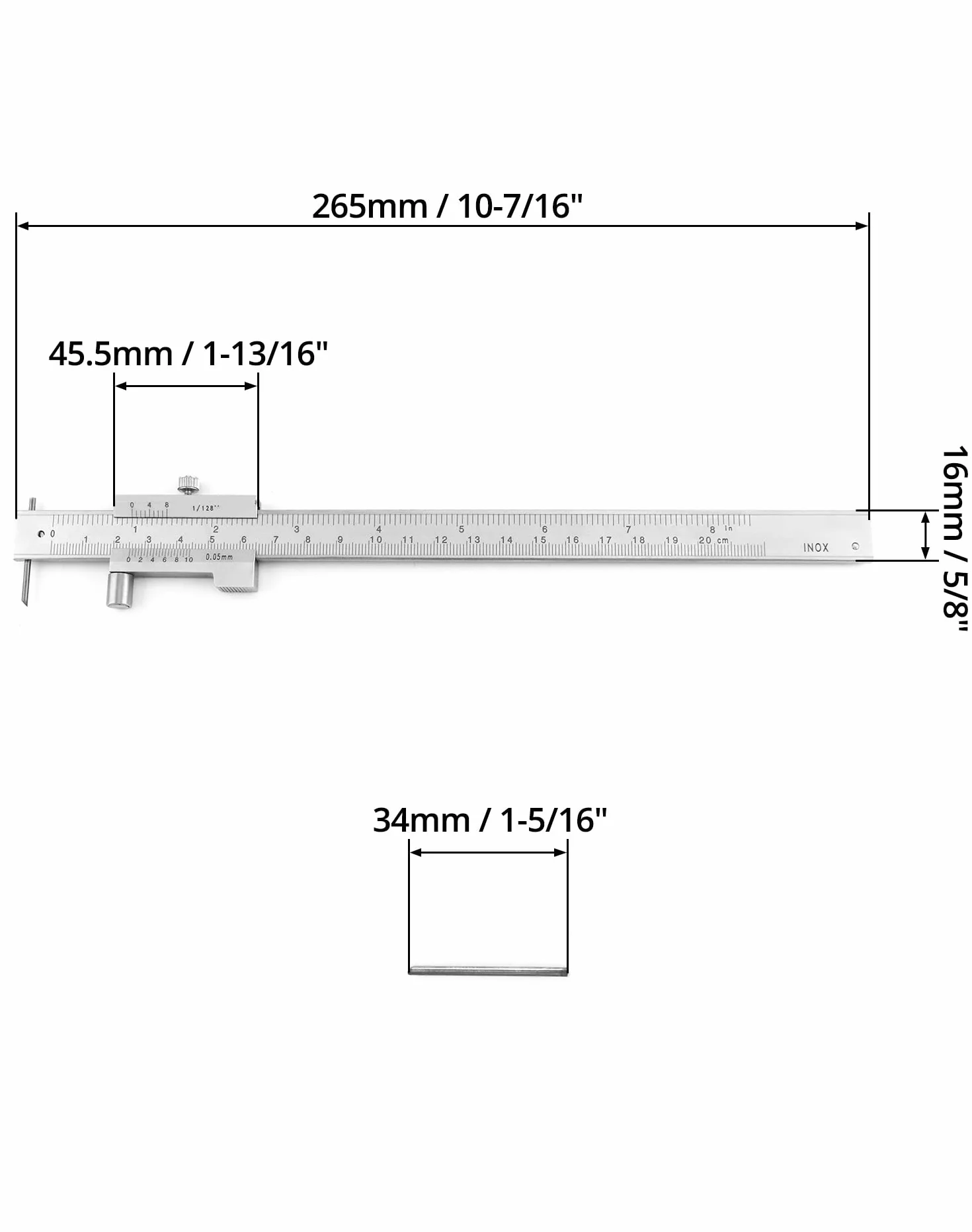 QWORK® Suwmiarka 0-20 cm Narzędzia do znakowania ze stali nierdzewnej