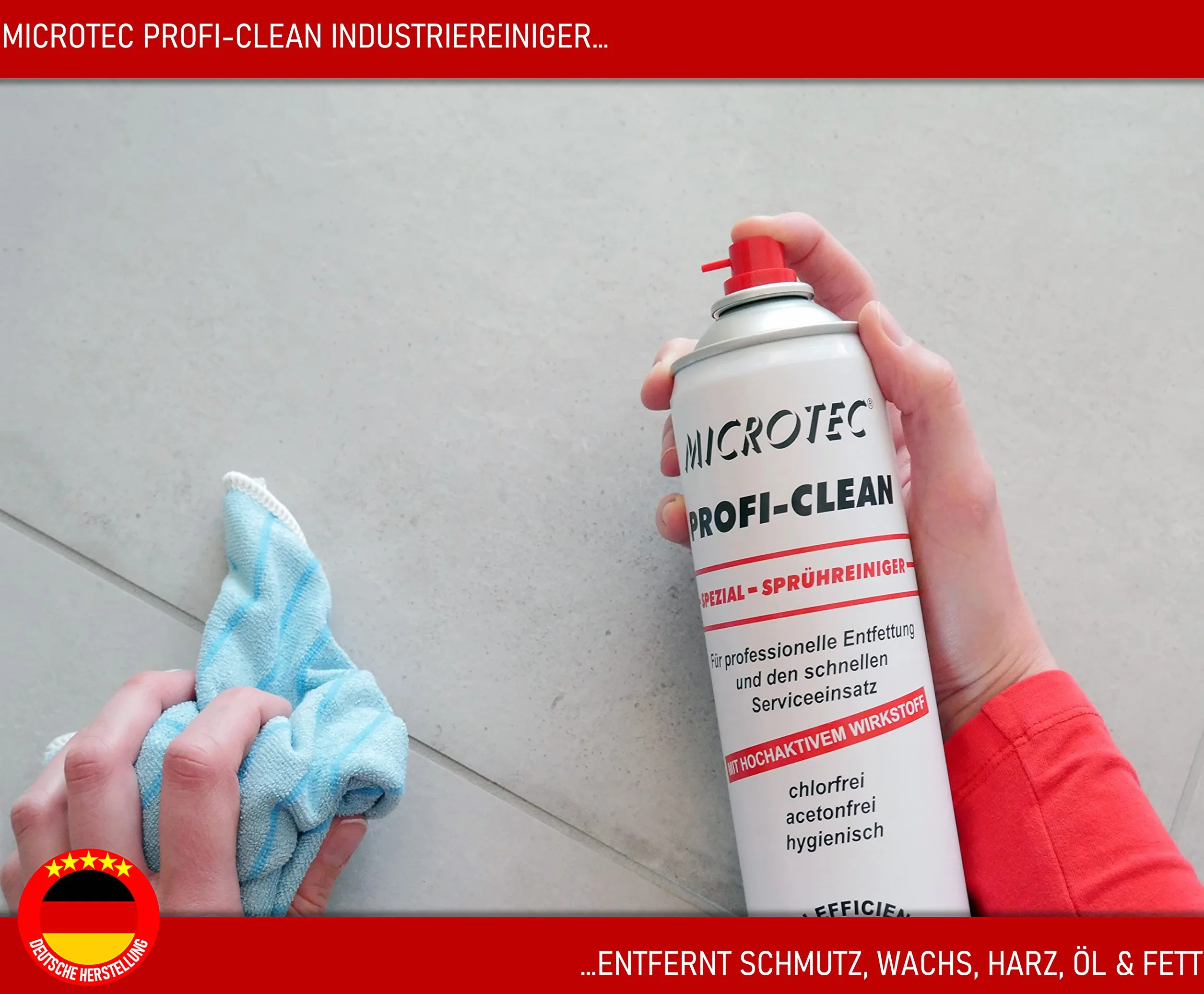Microtec® Profi Clean przemysłowy środek czyszczący | 500 ml | uniwersalny środek czyszczący skutecznie usuwa brud, tłuszcz, olej, żywicę i wosk | wysoka moc czyszczenia bez uszkadzania materiału | silnie odtłuszczający
