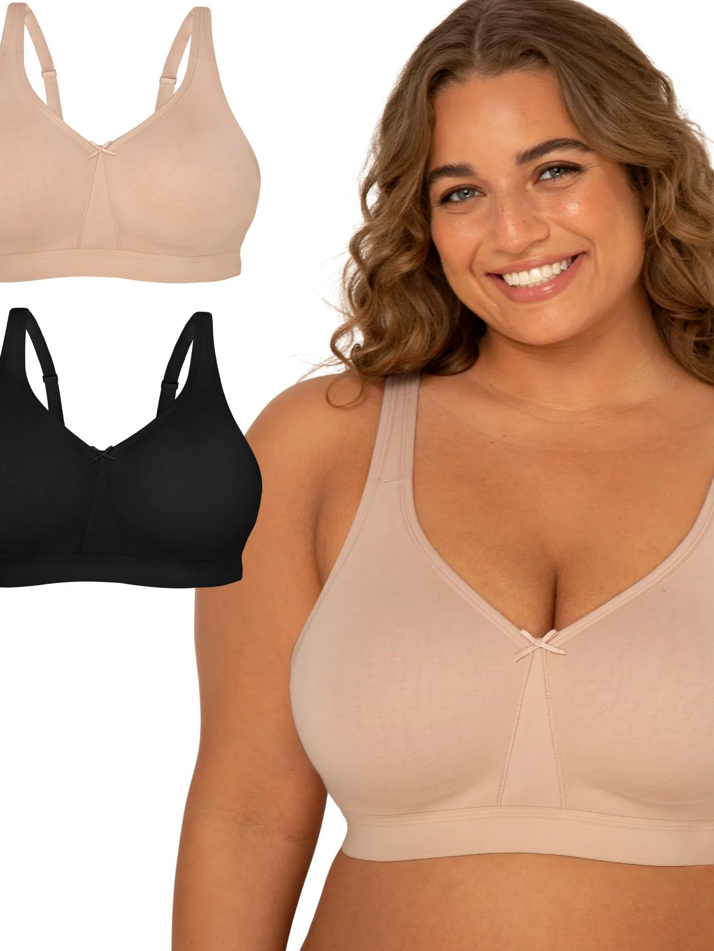 Fruit of the Loom Damska kolekcja Fit for Me: Biustonosz bez fiszbin plus size - miękka bawełna komfort i wsparcie, 85G