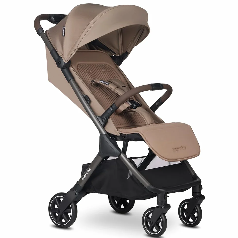 Easywalker JackeyNXT wózek dziecięcy 0-22 kg, lekki, automatycznie składany, kompatybilny z pokrowcem przeciwdeszczowym – brązowy Mocha