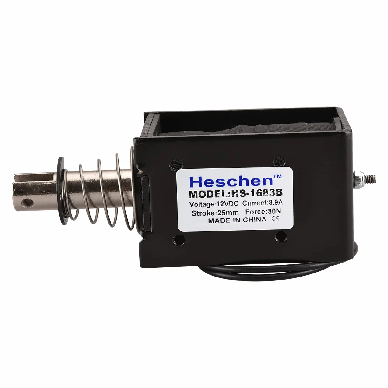 Heschen Elektromagnes elektromagnetyczny, HS-1683B, DC12V 8,9A, skok 25 mm, siła 80N, typ Push Pull, otwarta rama, ruch liniowy