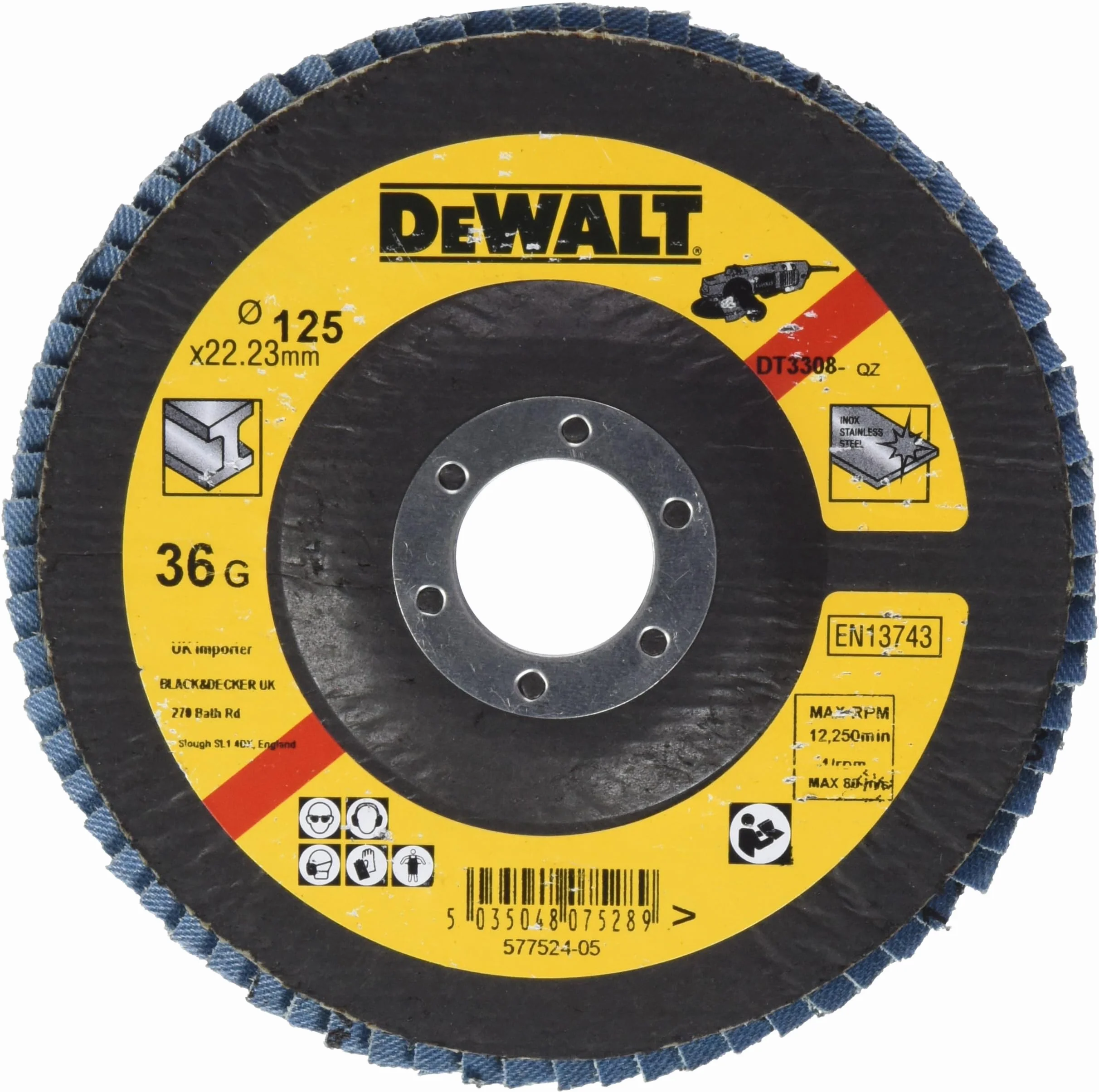 Dewalt DT3308-QZ tarcza szlifierska wachlarzowa 125 mm K36 płaska