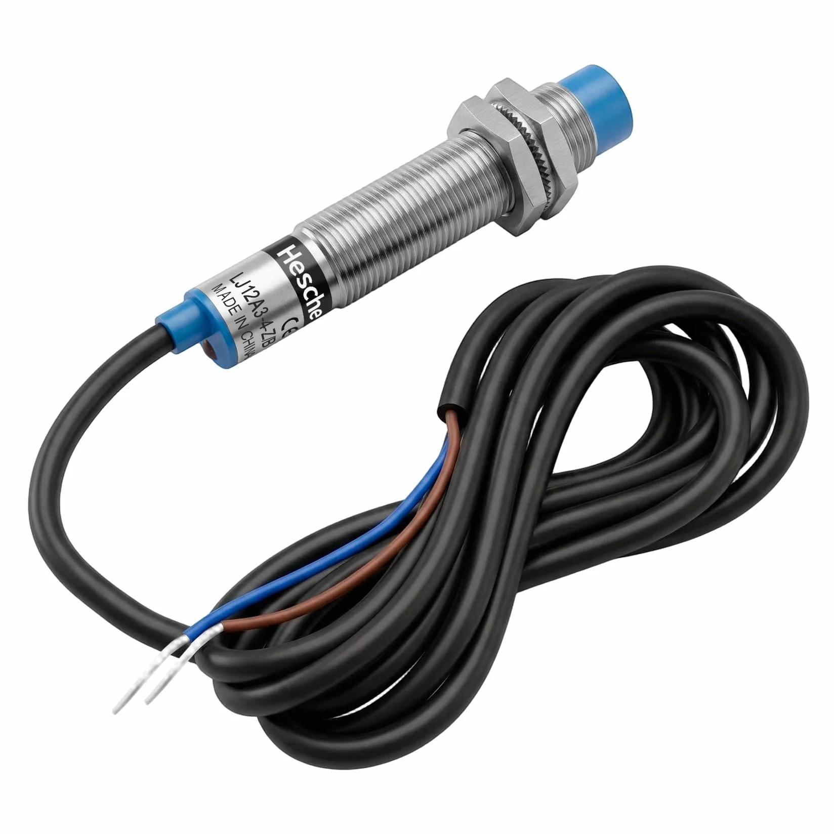 Heschen M12 Indukcyjny czujnik zbliżeniowy przełącznik nieekranujący typ LJ12A3-4-Z/EX detektor 4 mm 10-30VDC 200mA normalnie otwarty (NO) 2 przewody