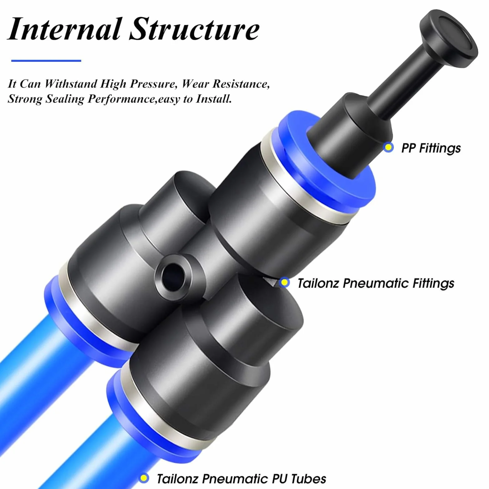 TAILONZ PNEUMATIC 8 mm OD Push-to-Connect Wtyczka Pbt żywica PP-8 (opakowanie 20 szt.)