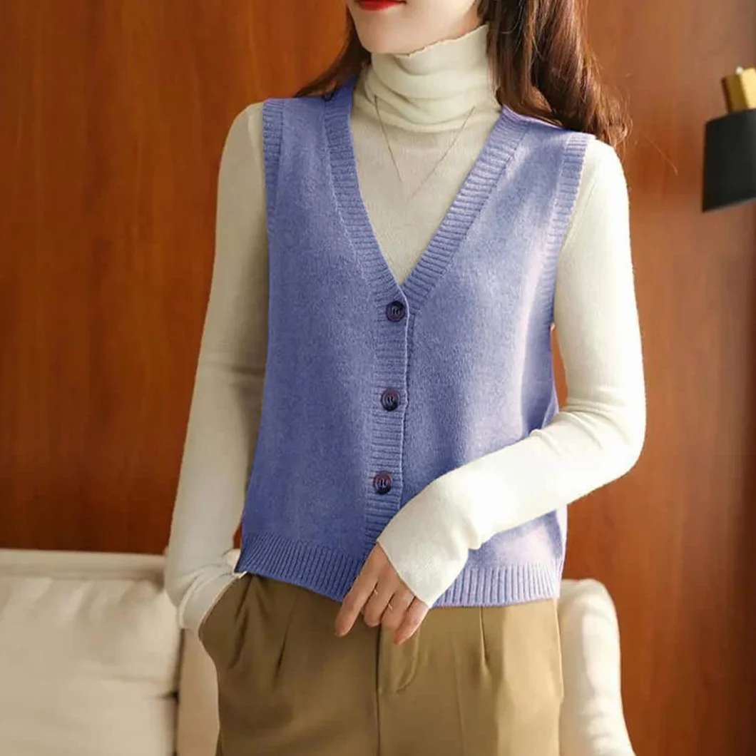 Ownwfeat Damski sweter bez rękawów z dzianinową krótką kamizelką
