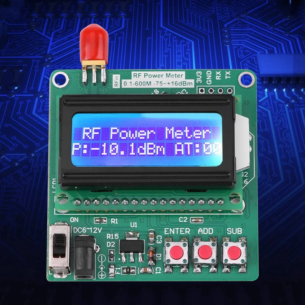 Miernik Mocy RF Miernik Mocy 1–600 MHz, Miernik Mocy RF Miernik Mocy RF Testowanie Elektryczne Mierniki Mocy Miernik Tłumienia Częstotliwości z Cyfrowym Wyświetlaczem LCD do Radia