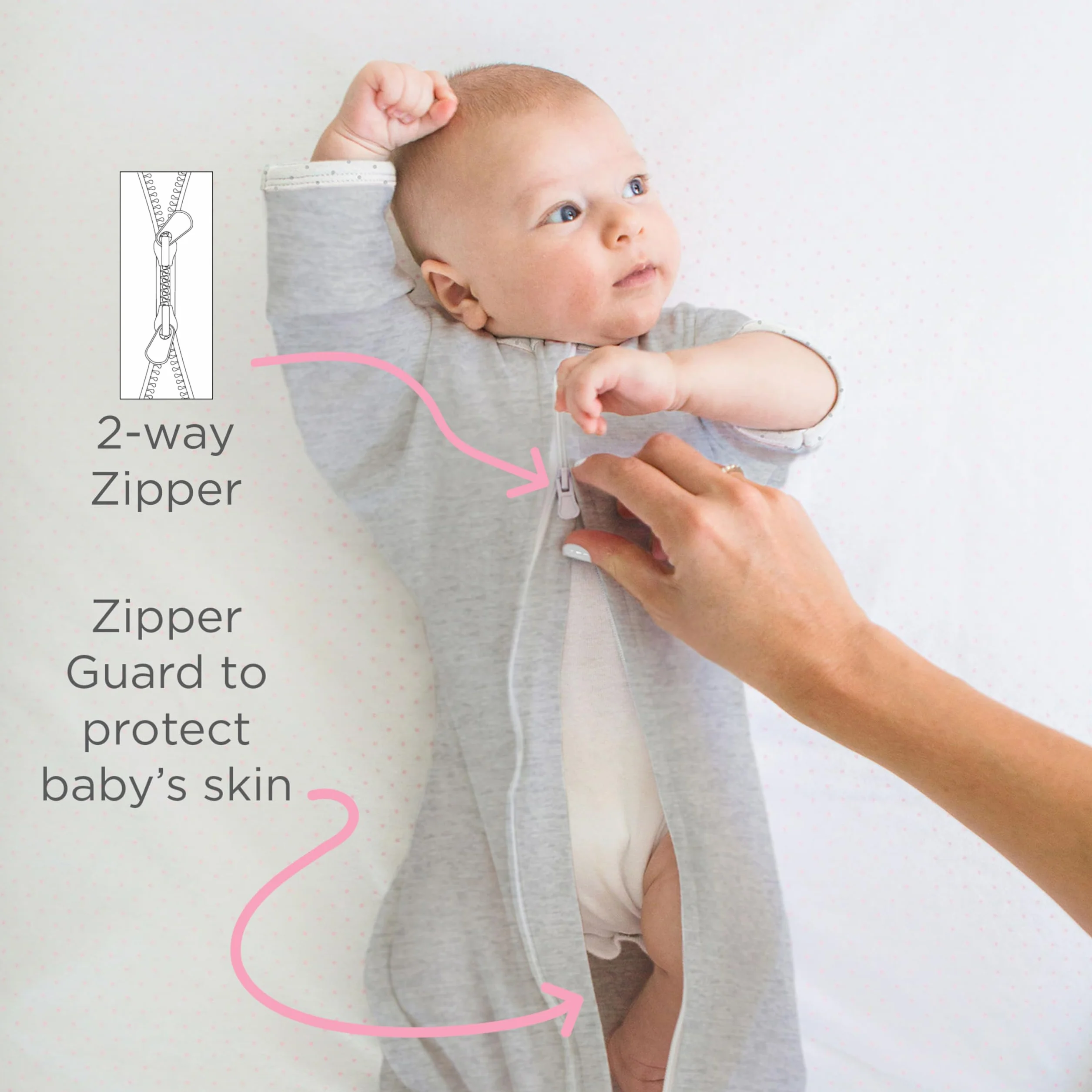 SwaddleDesigns Przejściowy worek do przewijania z rękawami do połowy długości i mankietami rękawiczek, wrzosowy turkusowy z wykończeniem w kropki, mały, 0-3 mies, 2,7-6,4 kg (lepszy sen, łatwe