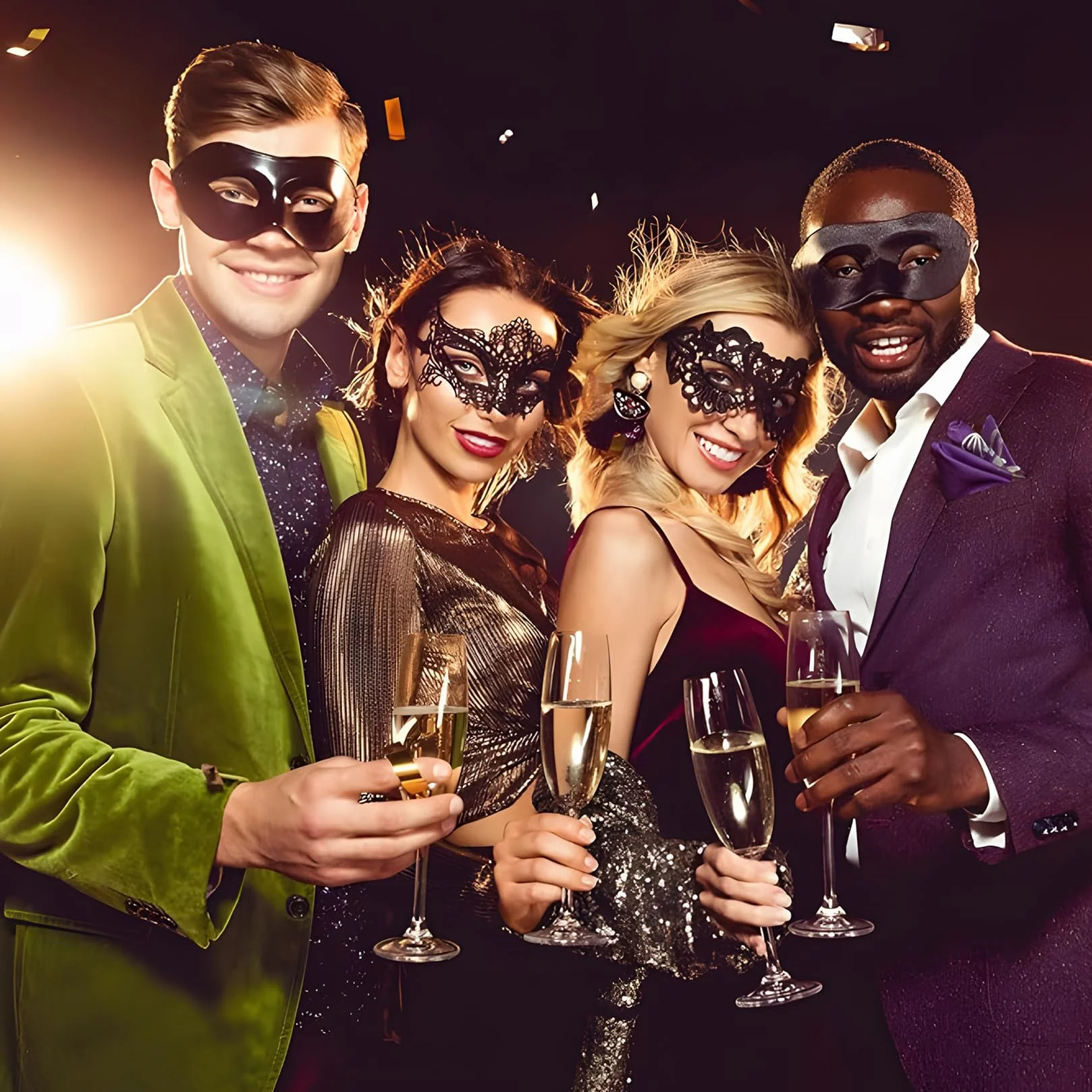 6 Sztukowe Maski Balu, Czarne Wenecjańskie Party Tkaniny, Damskie i Męskie Sexy Maski na Bal Maskowy, dla Kostiumowych Przyjęć