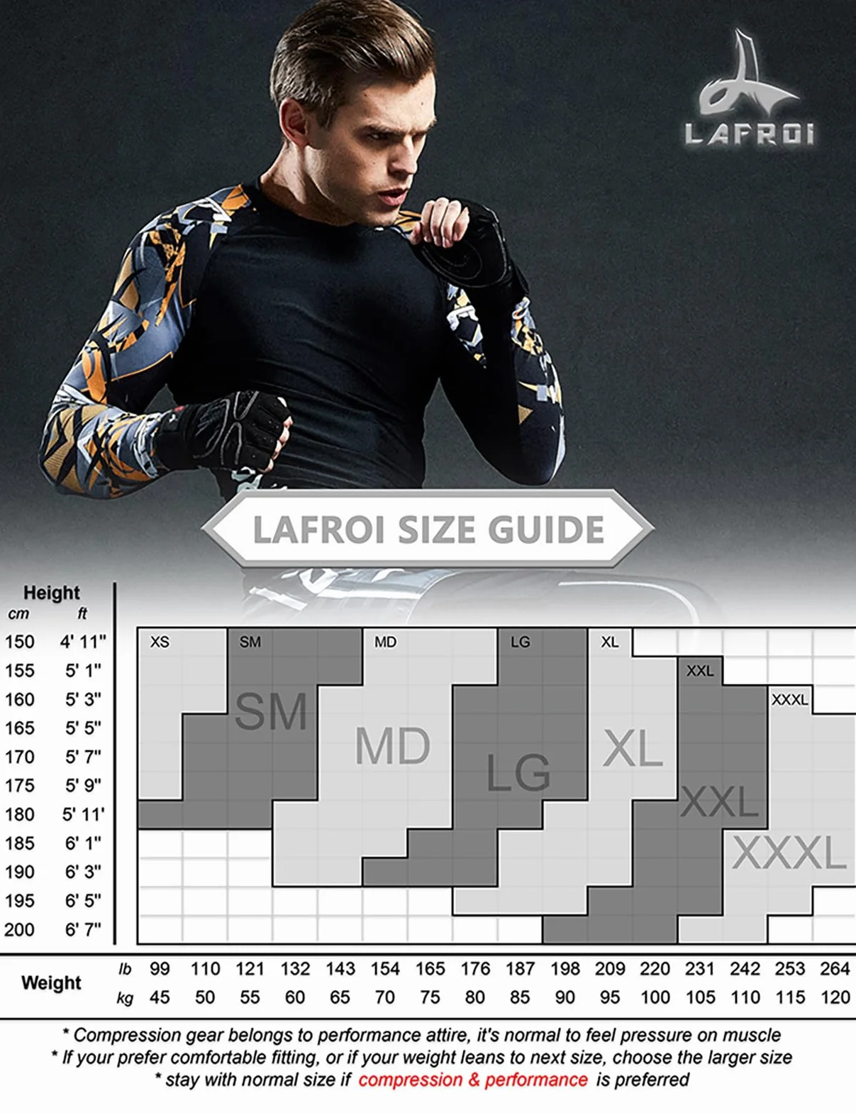 LAFROI Męska koszulka z długim rękawem UPF 50+, kompresyjna, BJJ, pływanie, Rashguard