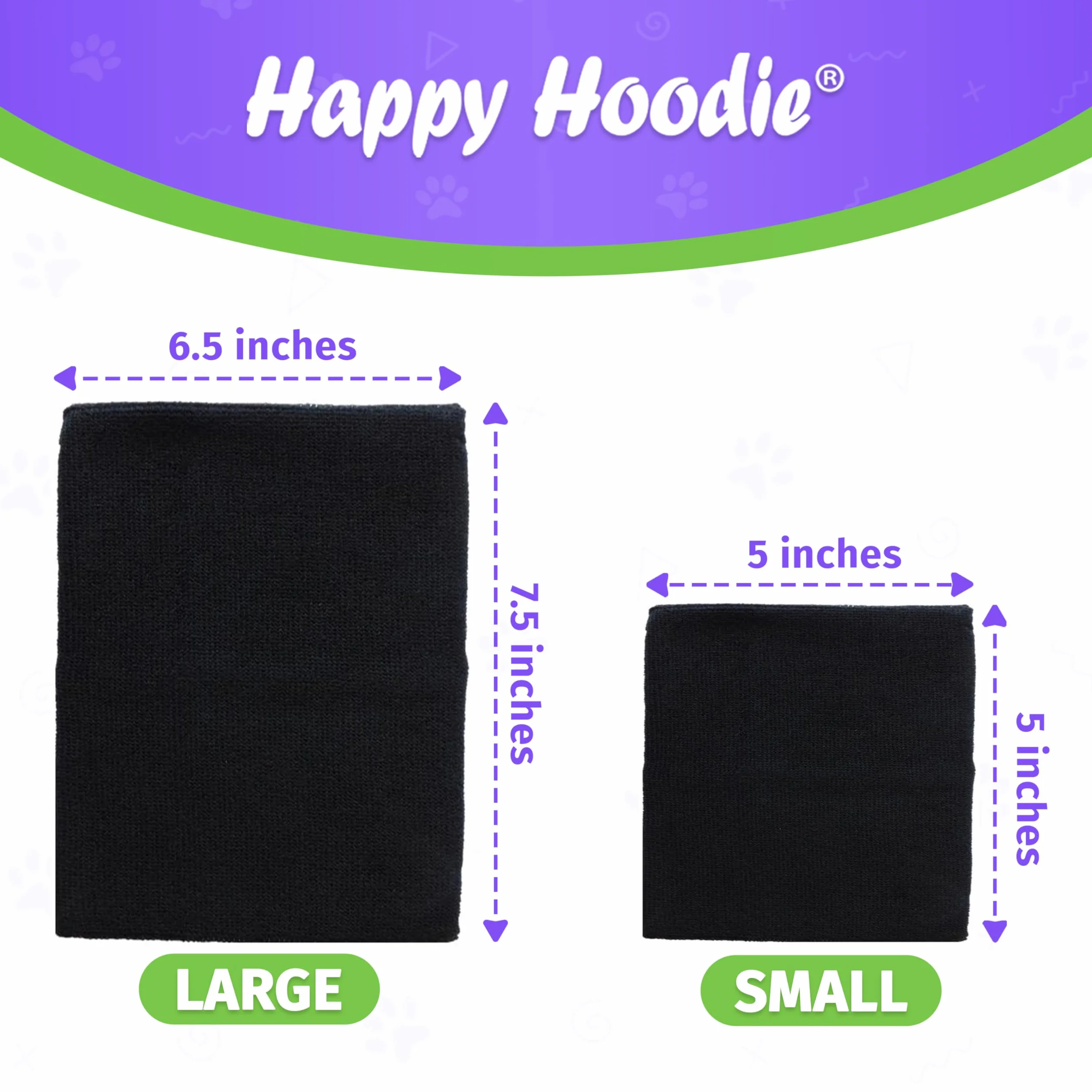 Zoni Pets, LLC Happy Hoodie Black 2 Pack, Contains one Large and one small Hoodie by