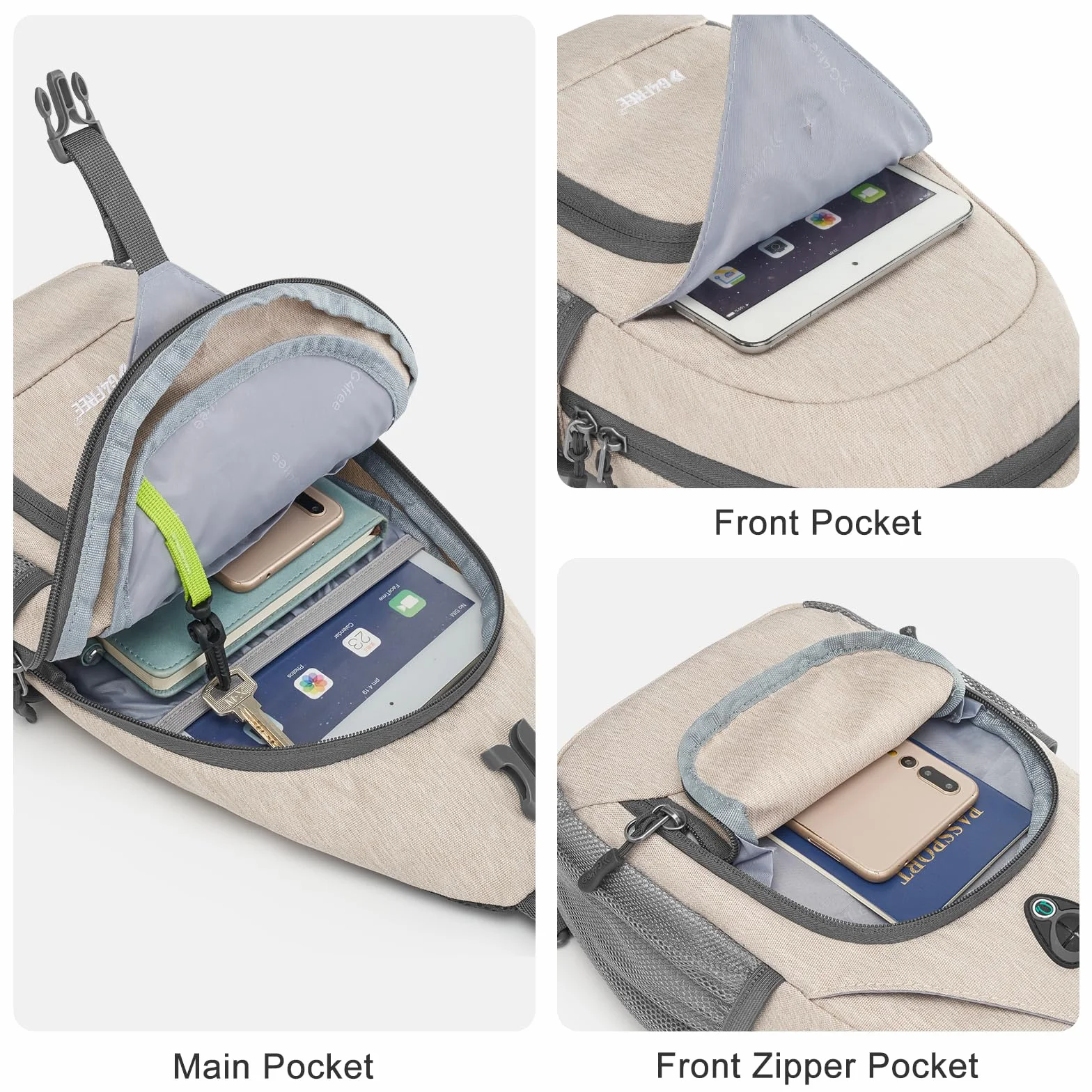 G4Free Torba crossbody na ramię plecak na klatkę piersiową antykradzieżowa z otworem na słuchawki