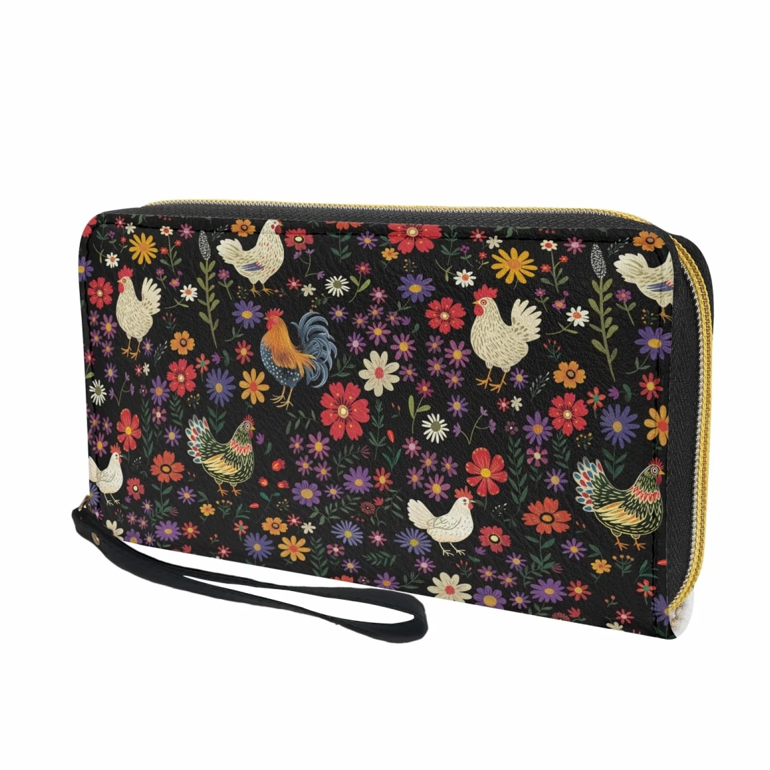 Portfel damski z portfelem na karty damskie, trwały, lekki i praktyczny portfel skórzany z kilkoma przegródkami i zapinanym na zamek etui na karty, Czarny Fioletowy Czerwony, 11x20cm/3 Pièce