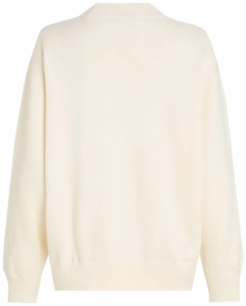 Karl Lagerfeld Jeans, Damski, Sweter Z Dzianiny Z Logo, Luźny Krój, Biały, XS