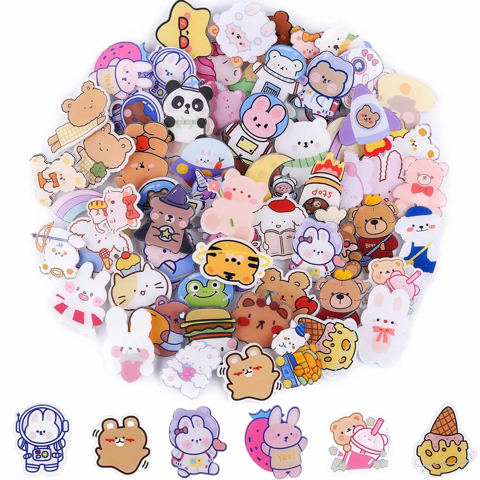 65 Sztuk Akrylowe Śliczne Szpilki, Kalolary Śliczne Estetyczne Odznaki Pin Kawaii Plecak Szpilki Owca Królik Pies Niedźwiedź Dziewczyna Kreskówka Broszka Pin Plecaki Torby Kurtki Bluzy Kapturem Czapki