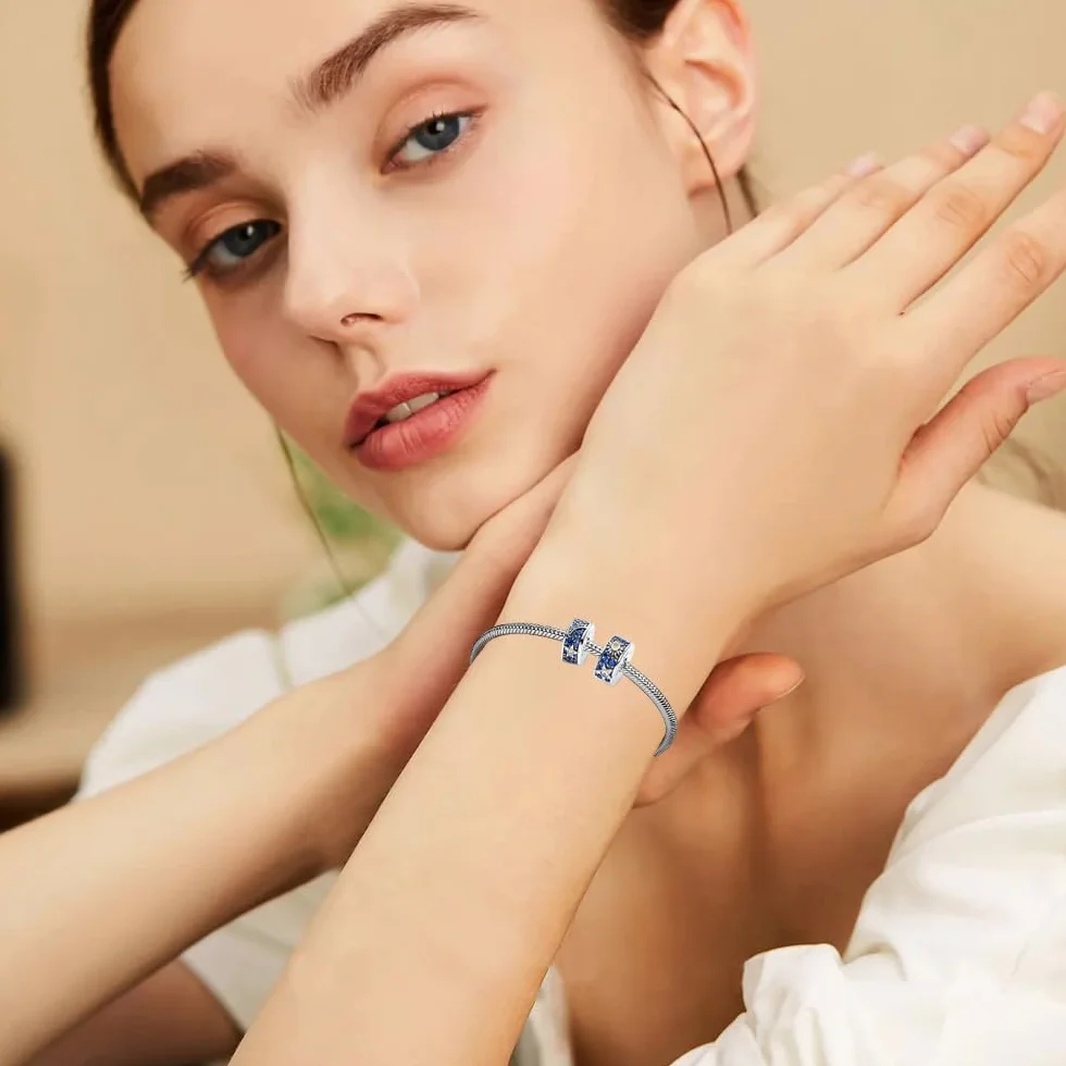 TOFBS 2 sztuki zawieszek damskich charmsów, srebro wysokiej próby 925, słońce, księżyc, gwiazdy, pavé, cyrkonie, charms, biżuteria, prezent urodzinowy, pomnik dla kobiet, przyjaciółki, matki