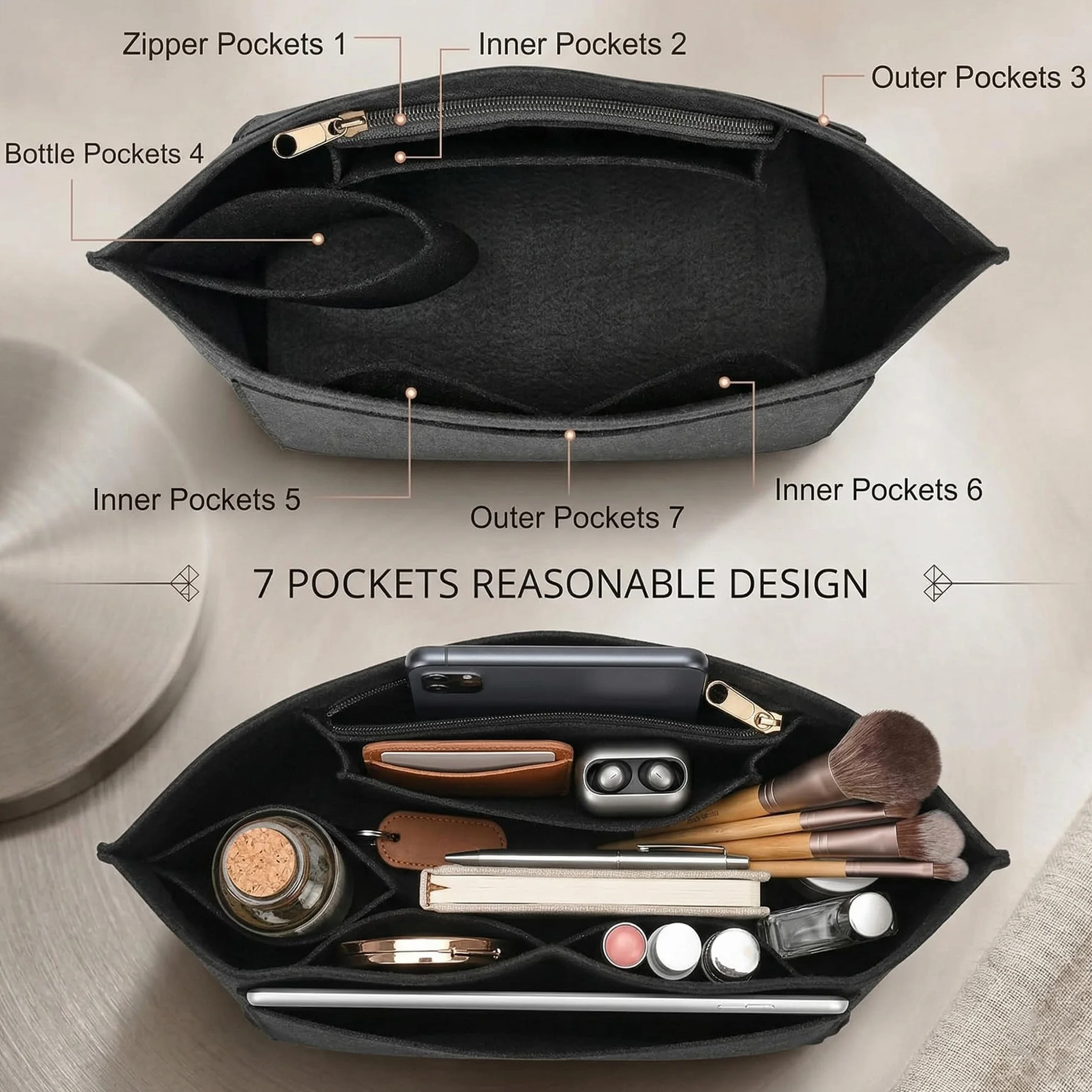 Generic Organizer do torby jest odpowiedni dla Longchamp Le Pliage bag organizer. Dostępne są różne rozmiary (czarny, L) (Akcesorium zewnętrzne)