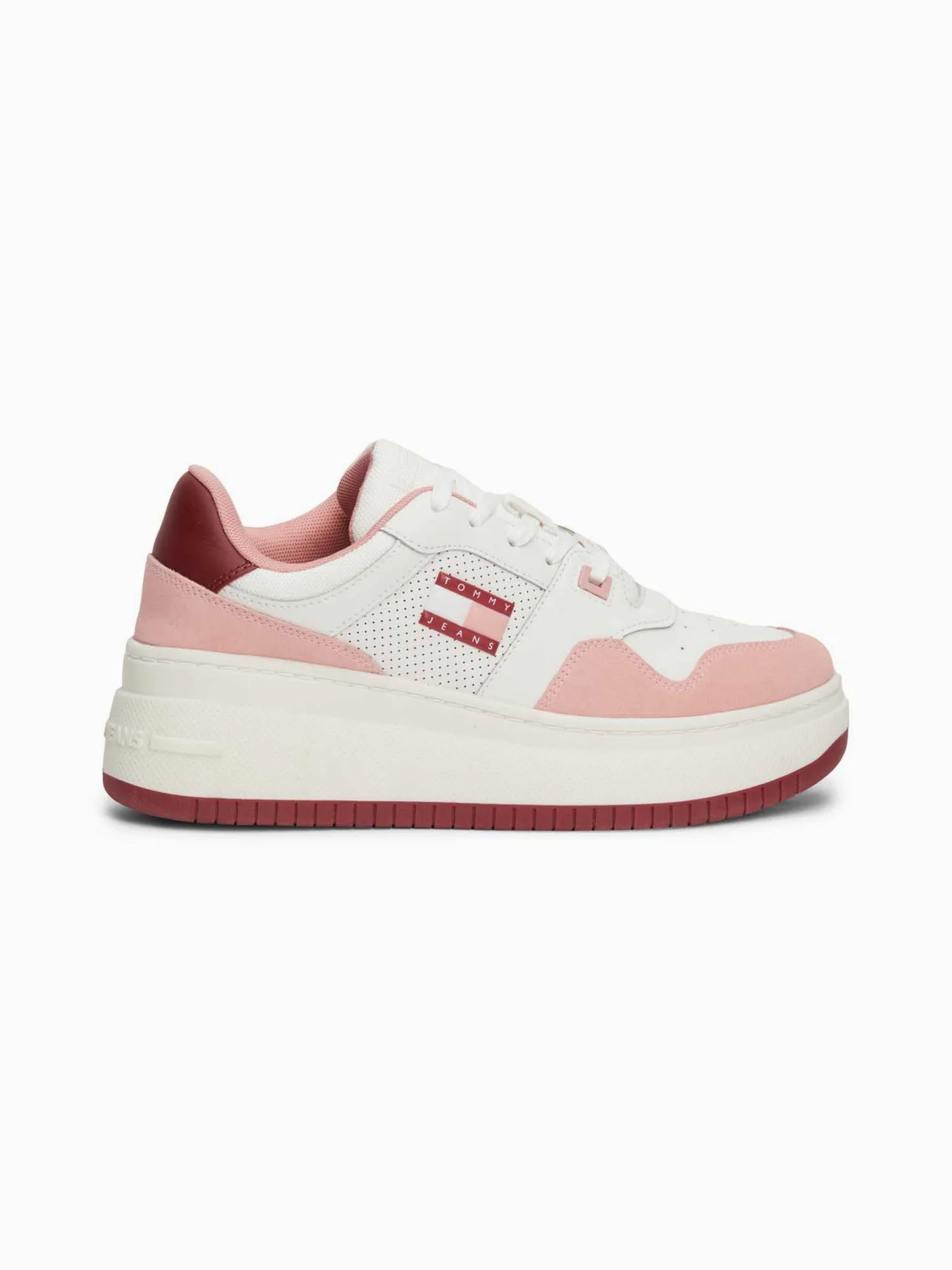 Sneakersy Tommy Jeans RETRO BASKET FLATFORM MIX różowy