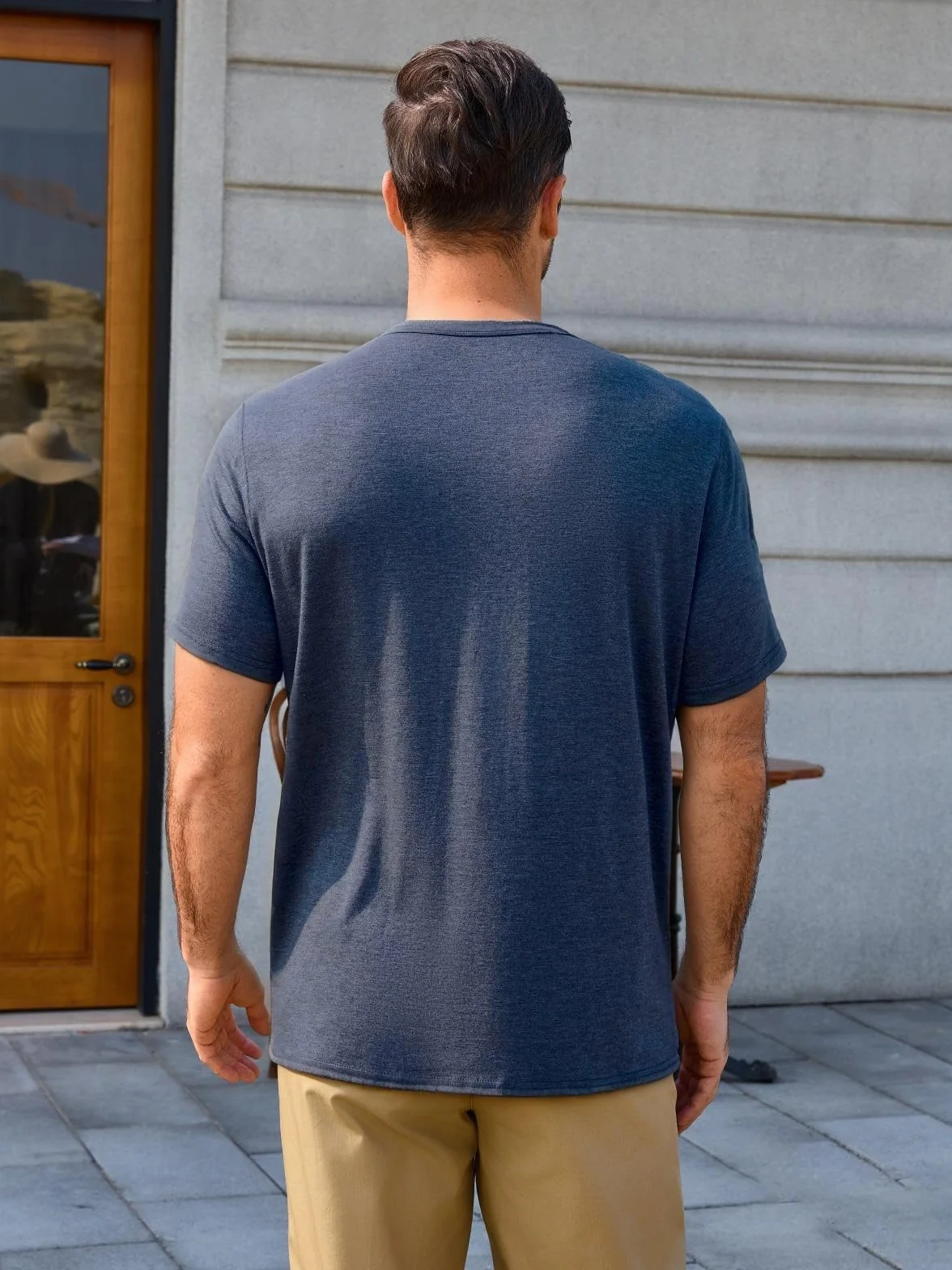 Runcati Męski T-shirt na lato, krótki rękaw, Henley, koszulka męska, dekolt w serek, jednokolorowa, luźna, krój slim fit, lekka koszulka basic z listwą guzikową