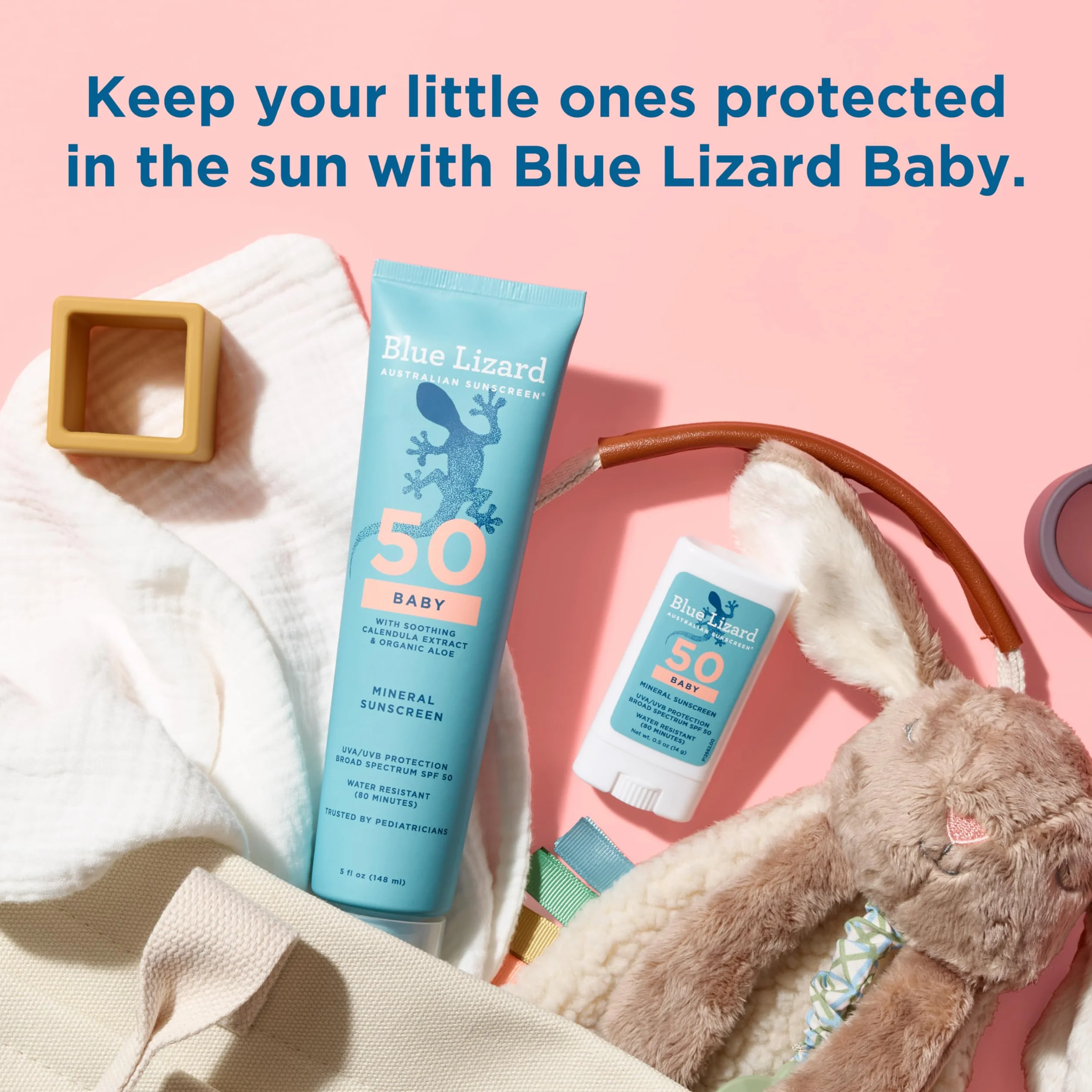 BLUE LIZARD Baby Mineral Sunscreen - No Chemical Actives - SPF 50+ UVA/UVB Protection, 5 Ounce Tube