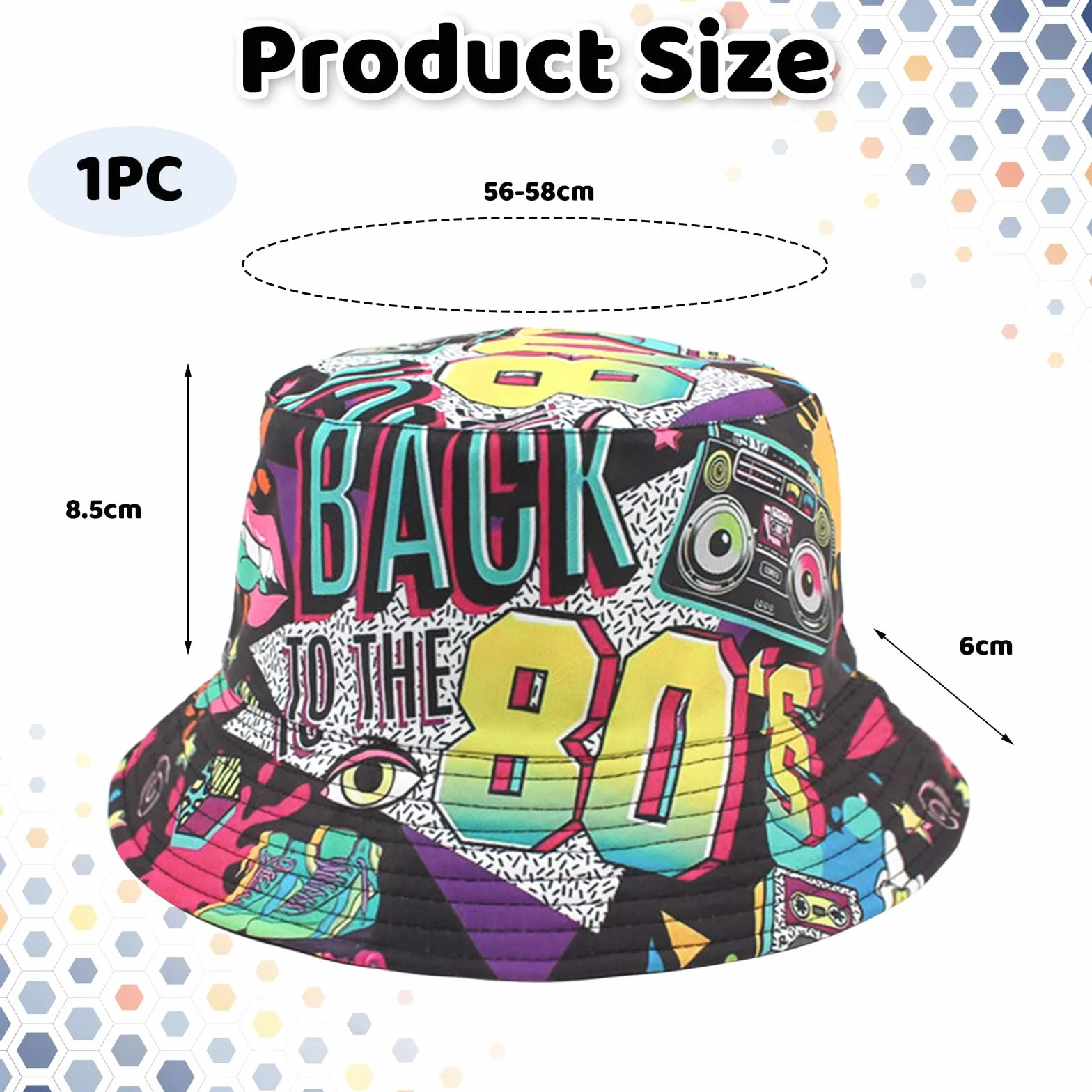 BelleVive Kapelusz typu bucket retro lata 80. 90. modny unisex dwustronny kapelusz rybacki dwustronny kapelusz przeciwsłoneczny pakowalna czapka przeciwsłoneczna lata 90. 80. akcesoria dla kobiet