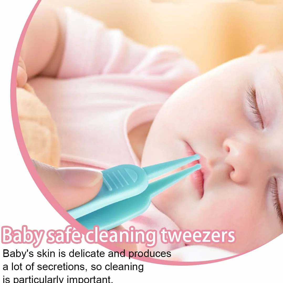 WeddHuis 4 szt. Pinceta dla niemowląt Plastikowa pęseta do czyszczenia nos dzieci Bezpieczne narzędzie do czyszczenia nosa z okrągłą głową inteligentne rozwiązanie