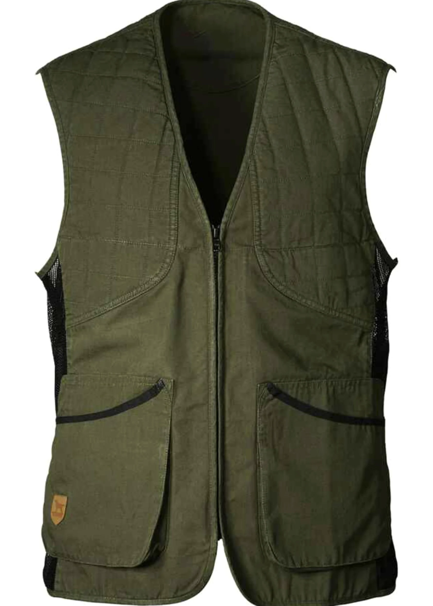 K&S Outdoors Męska kamizelka strzelnicza Hunter Oliv wzór pikowany w romby, dla osób lewo- i praworęcznych, kamizelka myśliwska, z bawełny