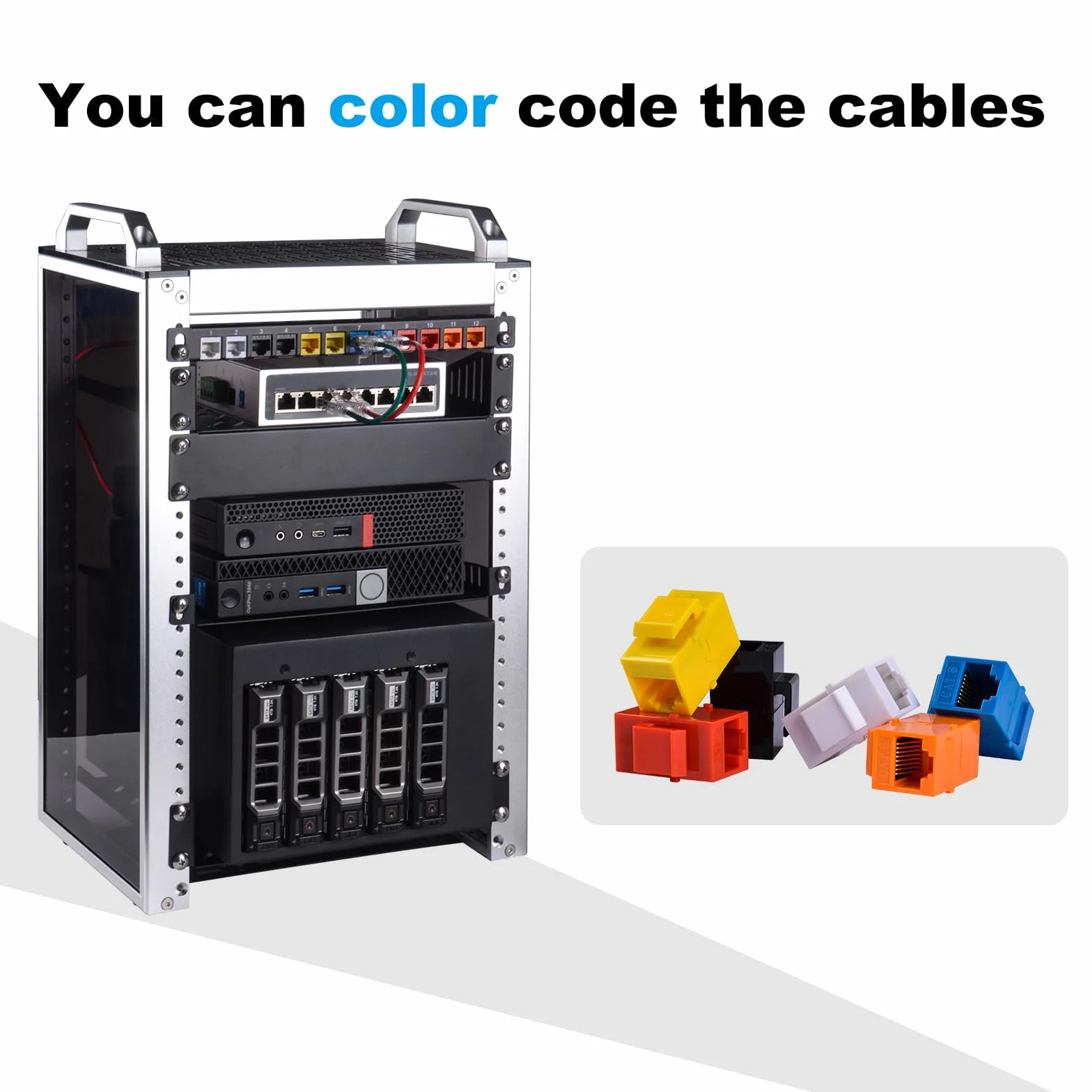 GeeekPi 25.4 cm 0,5U 12-portowy pusty panel krosowy Keystone z wkładką Keystone Cat6 RJ45 do szafek sieciowych DeskPi RackMate T0/T1/T2