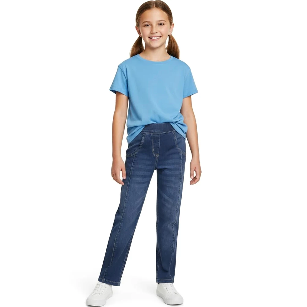 A2Z 4 Kids Dziewczynki Krój Prosty Elastyczny Bootcut Jeansy Szerokie Nogawki Szeroki Elastyczny Pas Bootcut Spodnie Denim Elastyczne Proste Wygodne Jeansy Szerokie Prezent Dla Dzieci 5–14 Lat